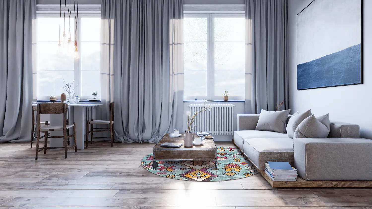Round rug - Misare (blue/multi)