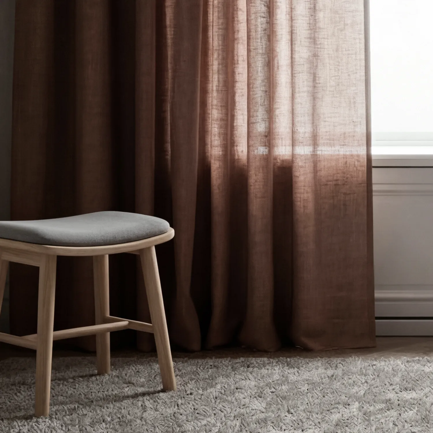 Curtains 2-Pack - Linen Curtain Noemi (dark brown)