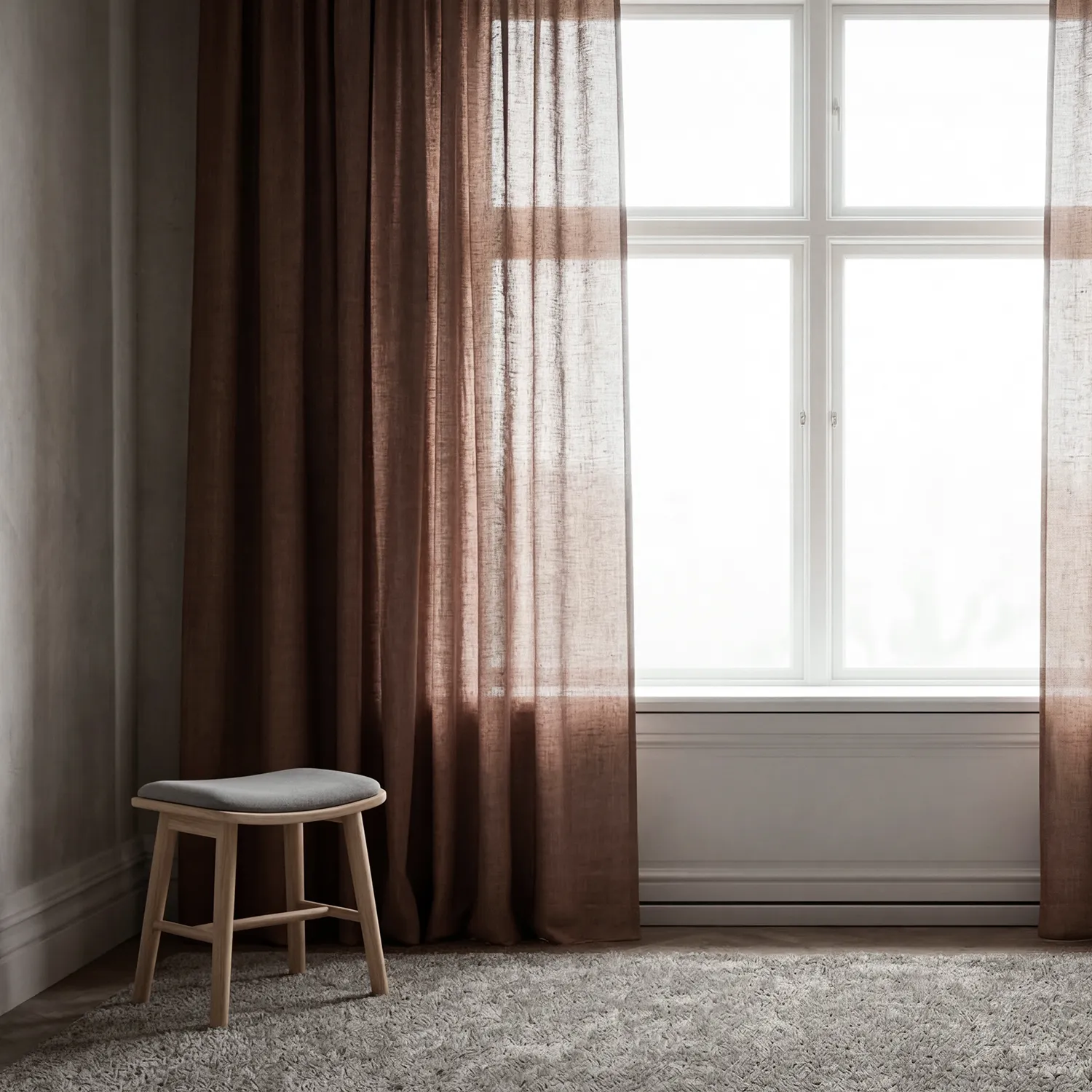 Curtains 2-Pack - Linen Curtain Noemi (dark brown)