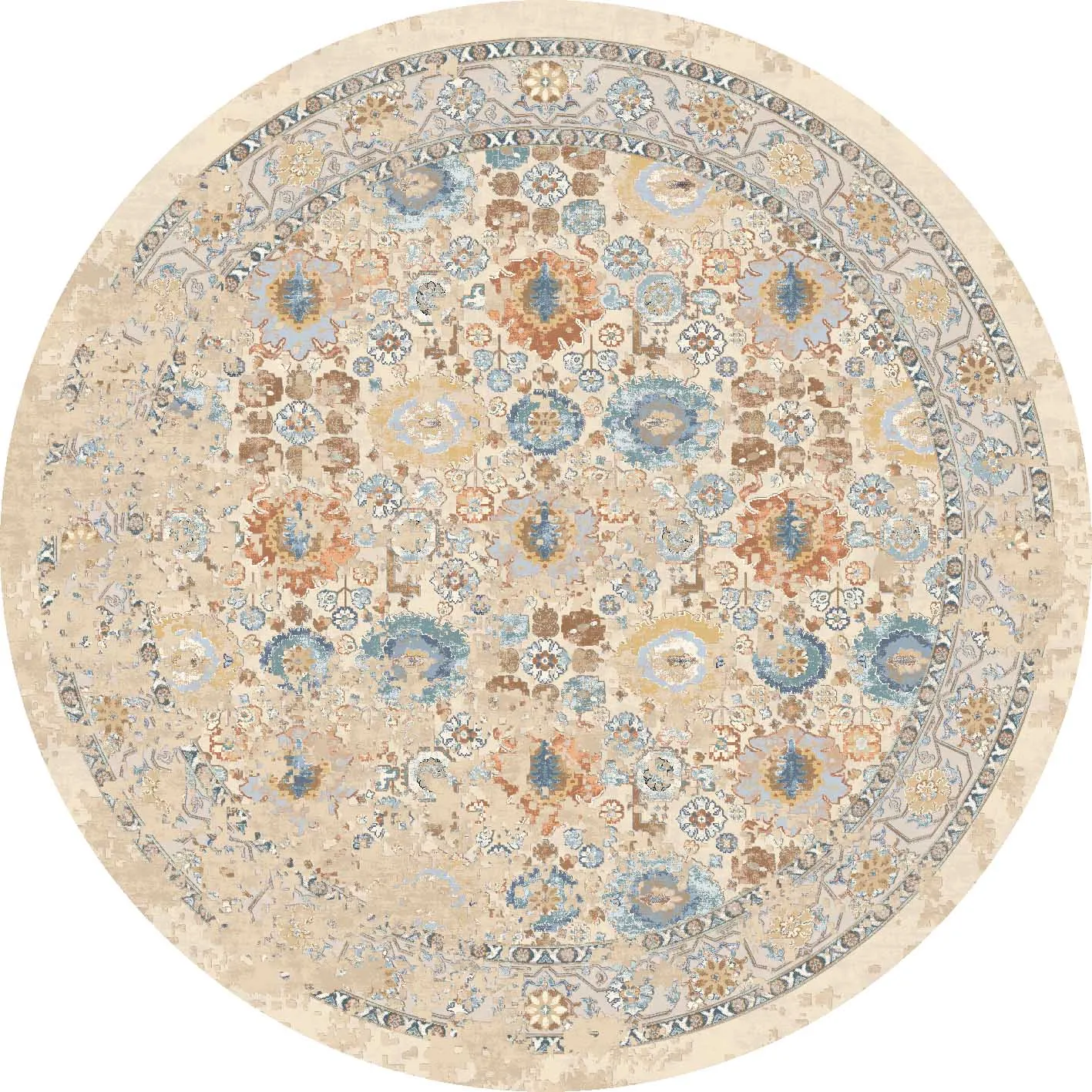 Round rug - Oakley (beige/blue)