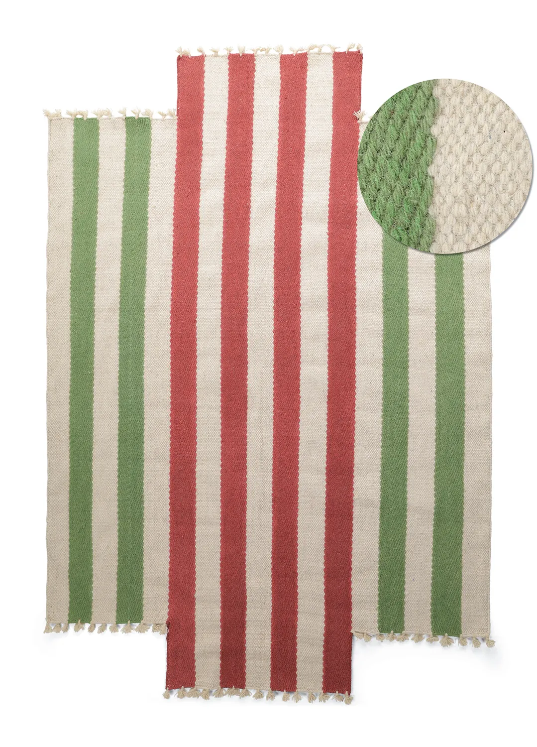 Irregular wool rug - Kystaro (cream/green/red)