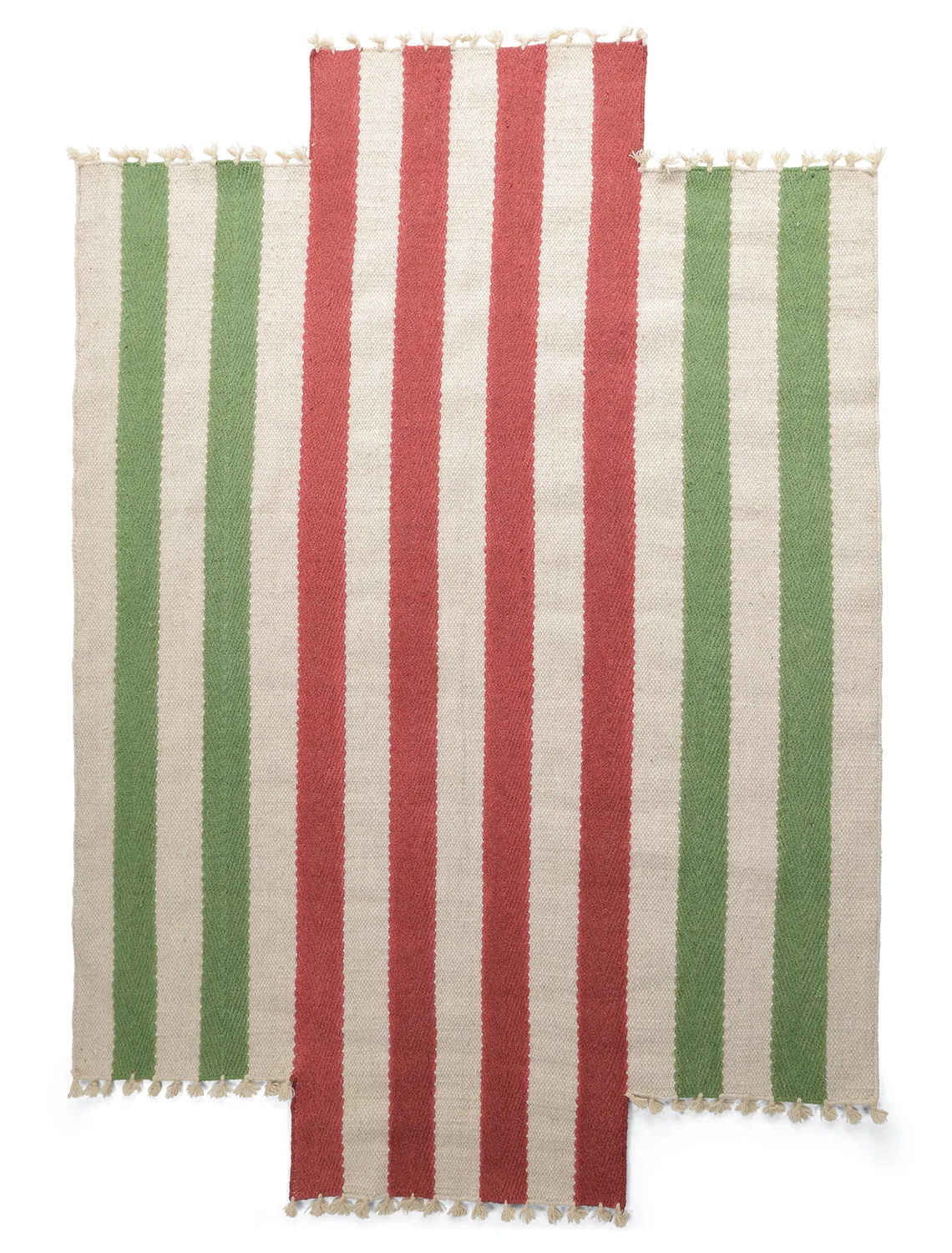 Irregular wool rug - Kystaro (cream/green/red)