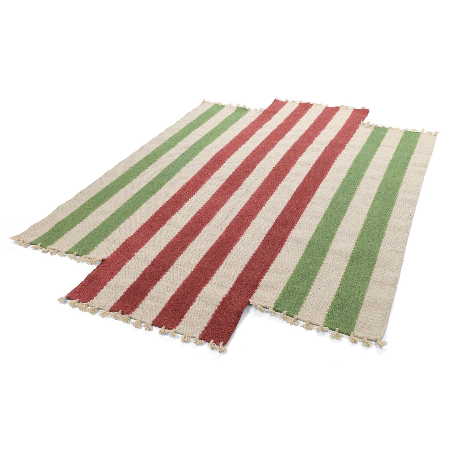 Irregular wool rug - Kystaro (cream/green/red)