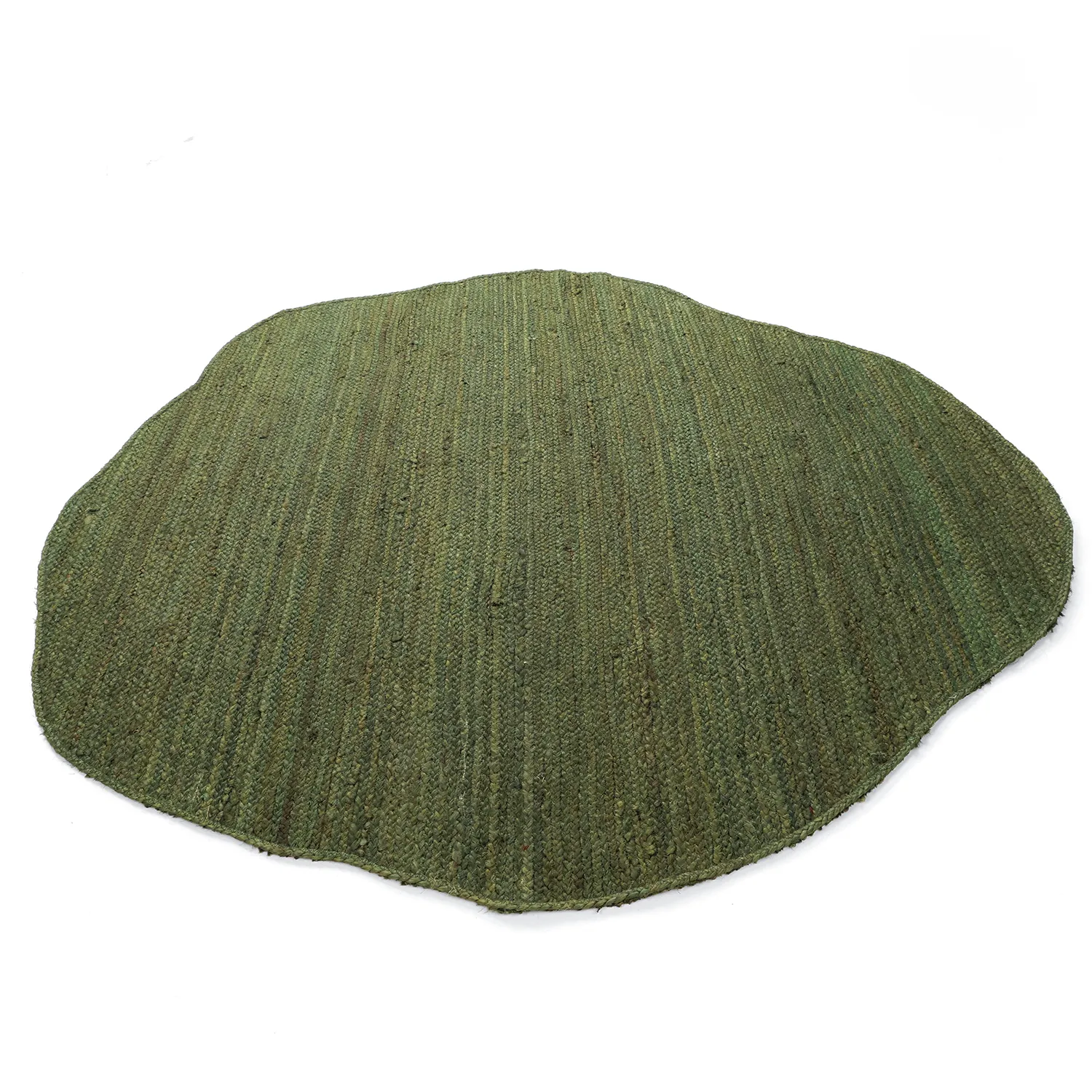 Irregular round jute rug - San Francisco (army green)