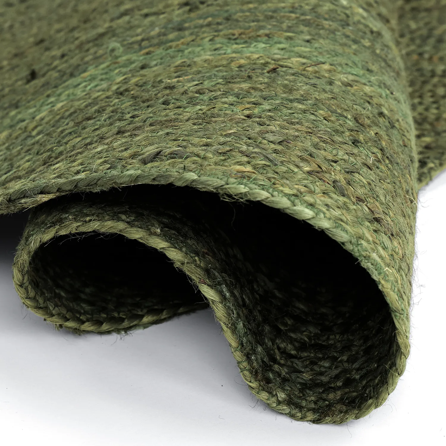 Irregular round jute rug - San Francisco (army green)