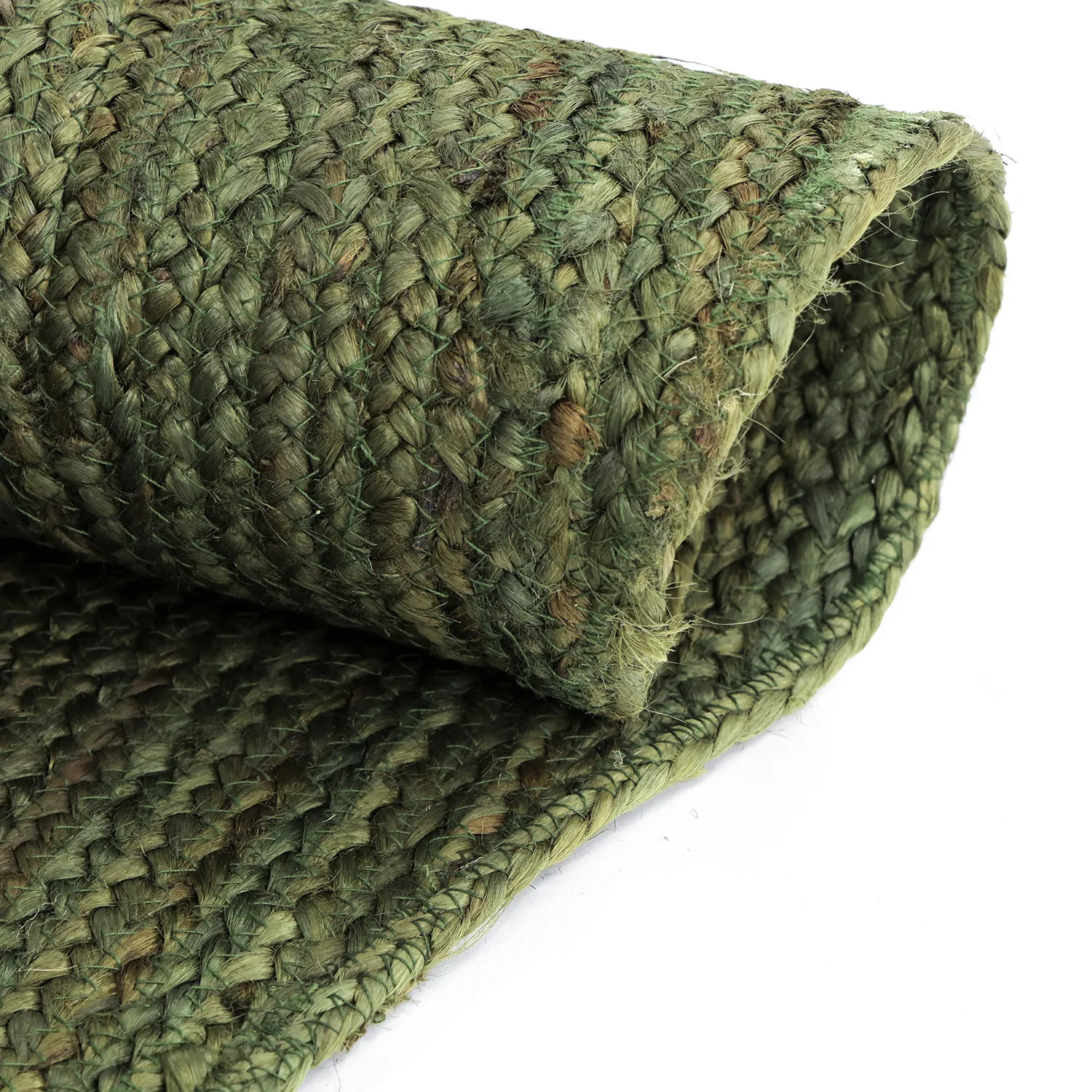 Irregular round jute rug - San Francisco (army green)