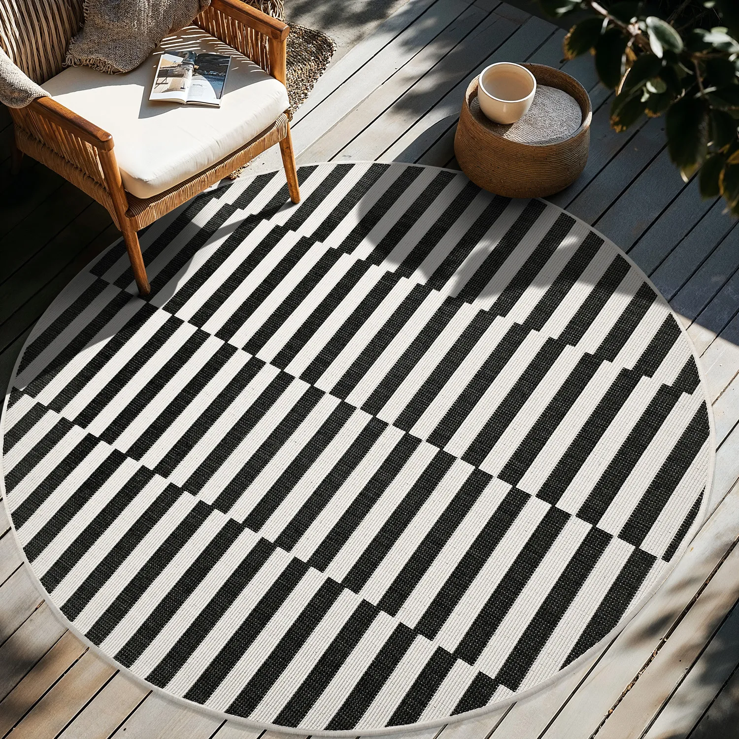 Round rug - Indoor/Outdoor Otto (black)