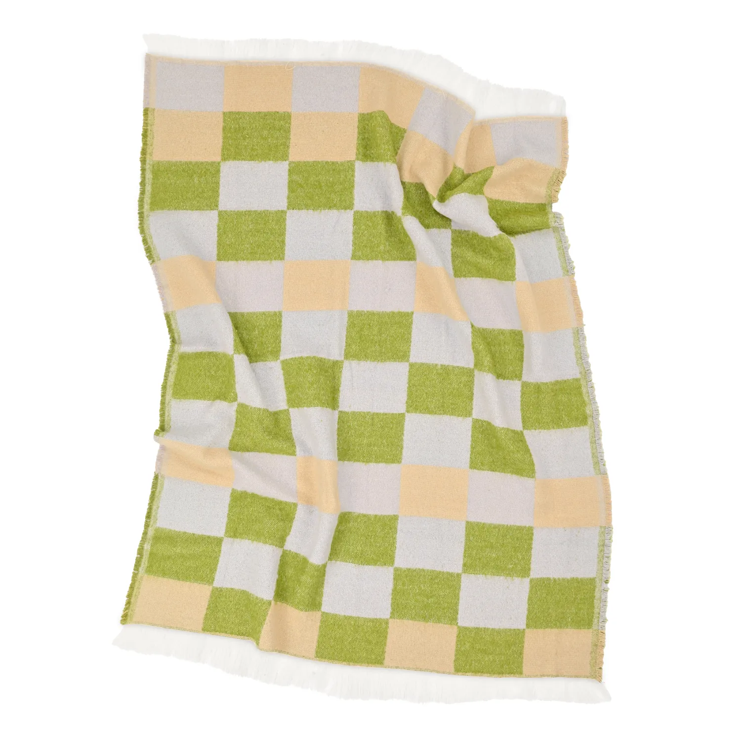 Throws - Wool blend throw - Audrey Check (beige/green/purple)