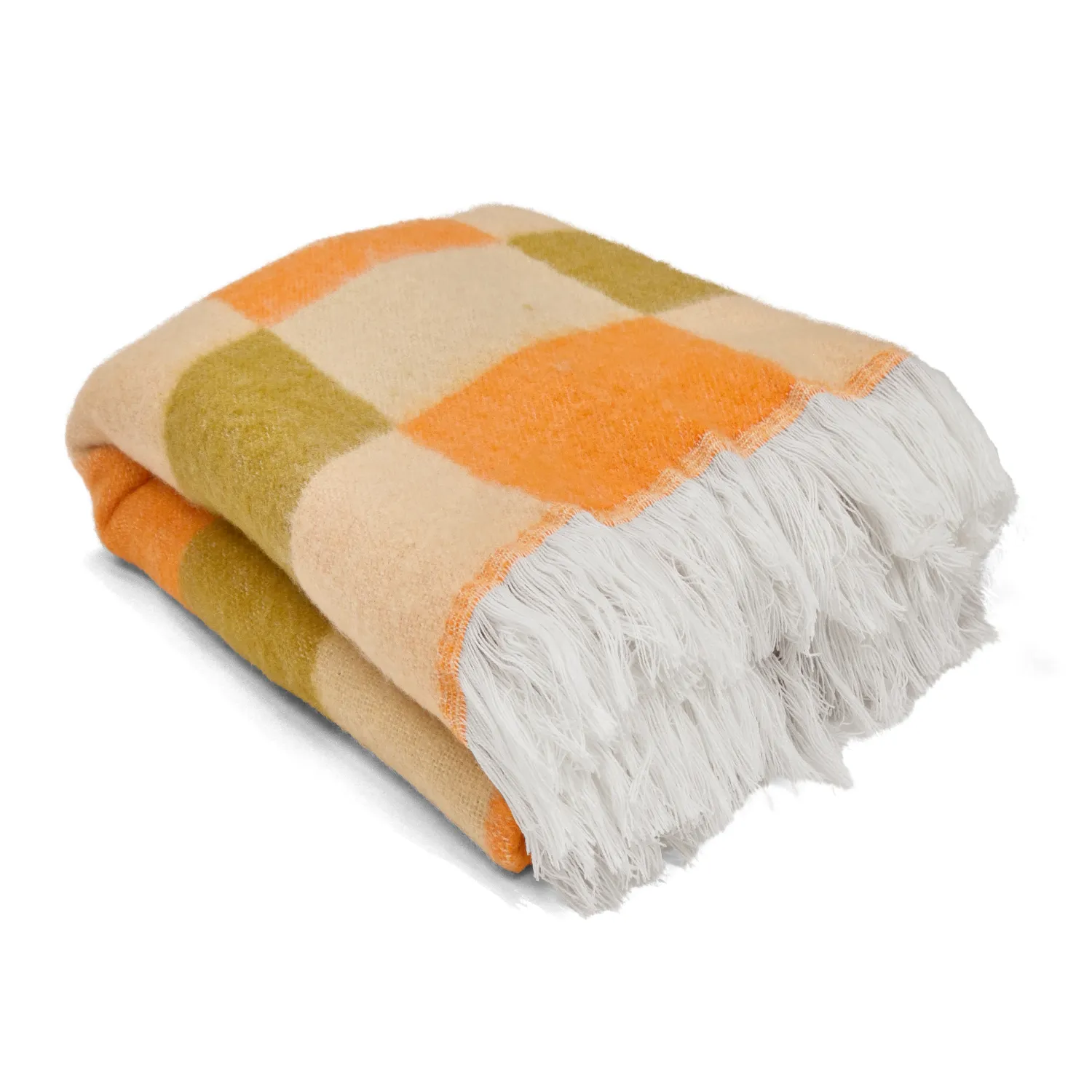 Throws - Wool blend throw - Audrey Check (beige/yellow/orange)