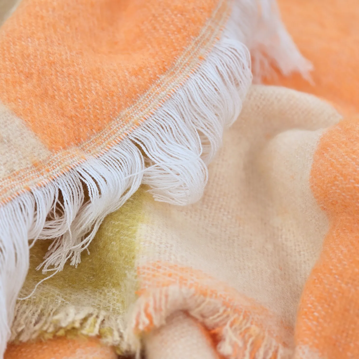 Throws - Wool blend throw - Audrey Check (beige/yellow/orange)