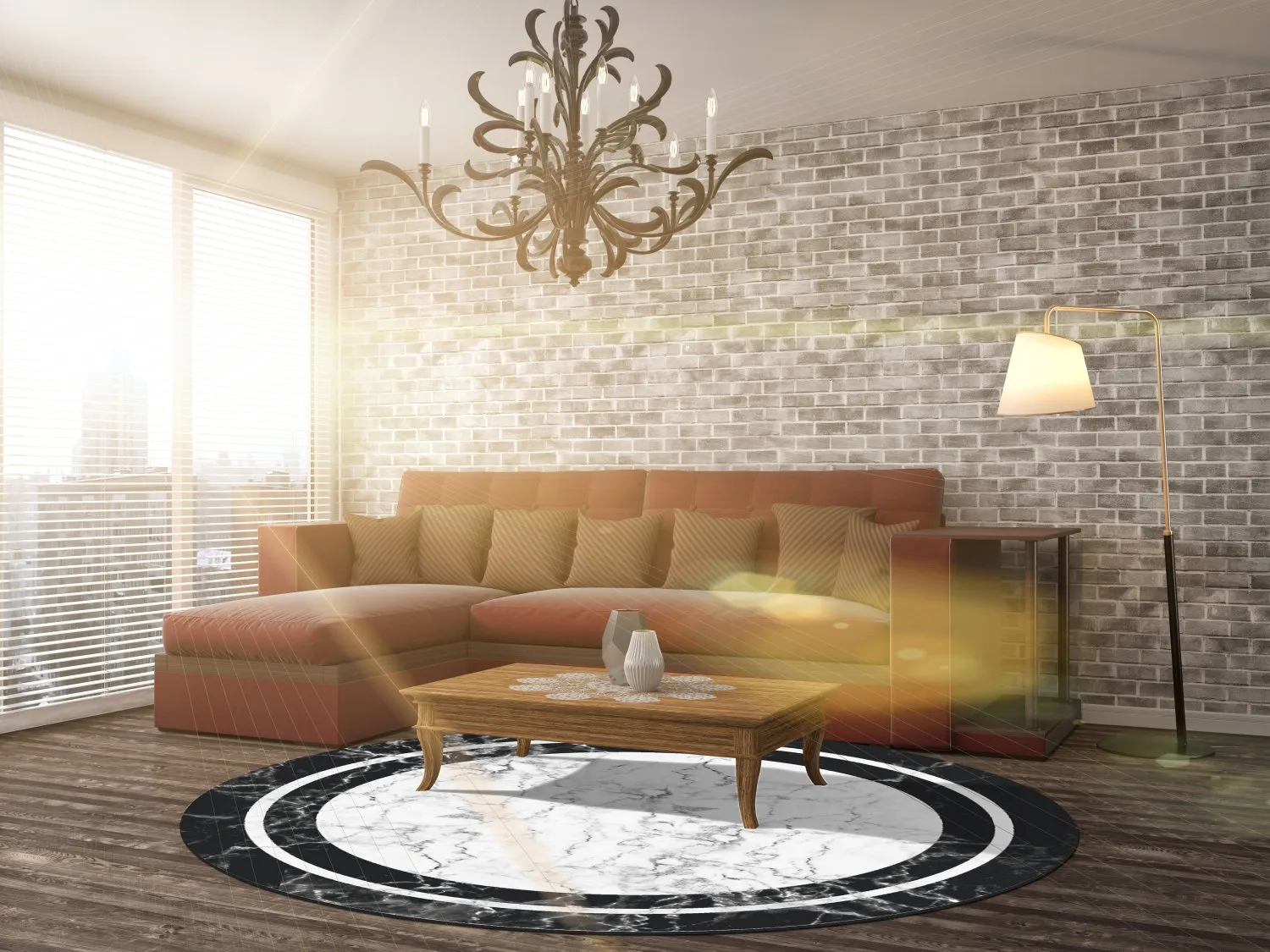Round rug - Amaliada (black/white)
