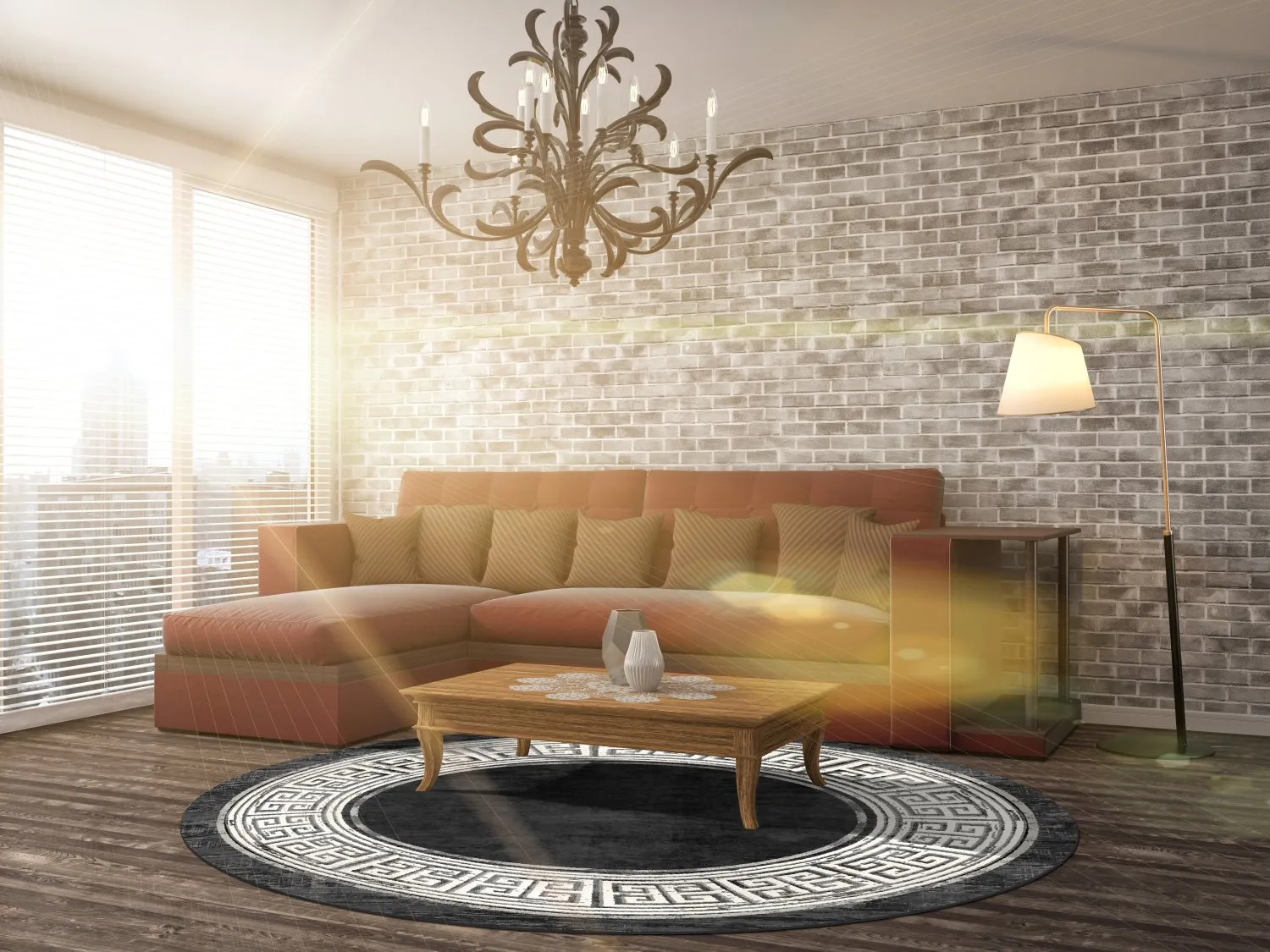 Round rug - Tilos (black/white)