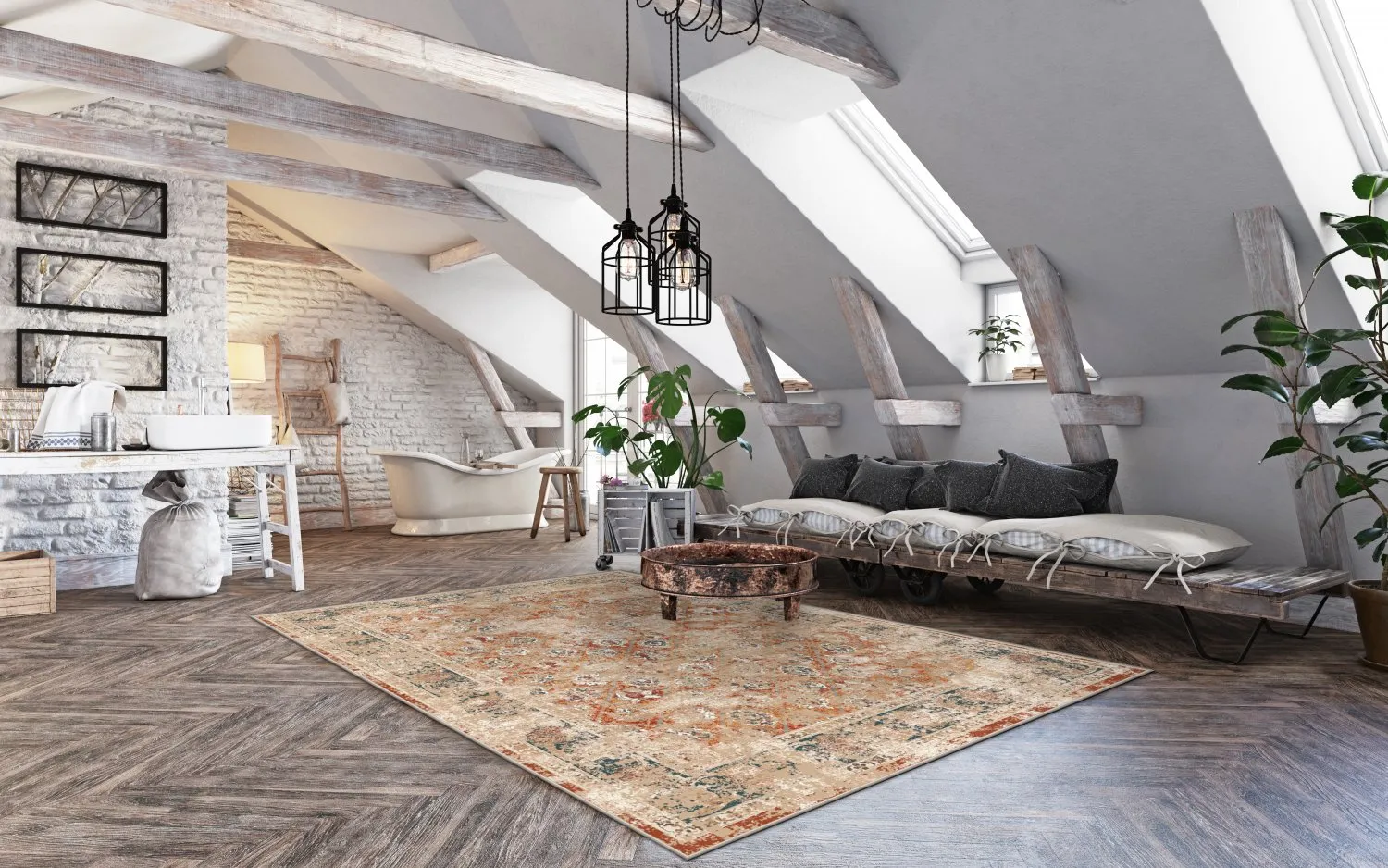 Wilton rug - Douz (red/multi)