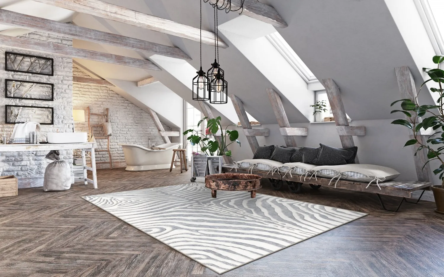 Wilton rug - Zebra (grey/white)