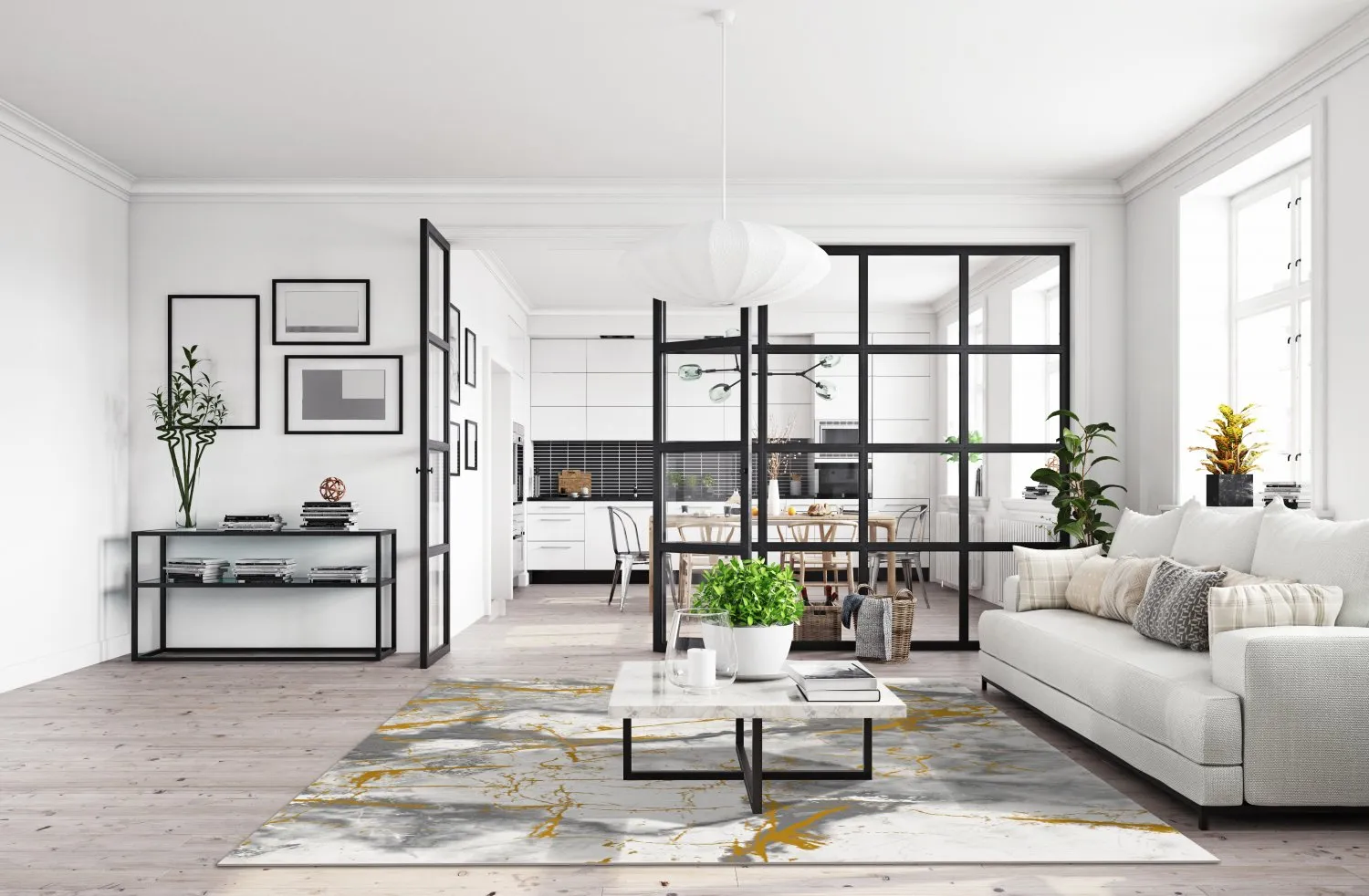 Wilton rug - Mermer (grey/white/gold)