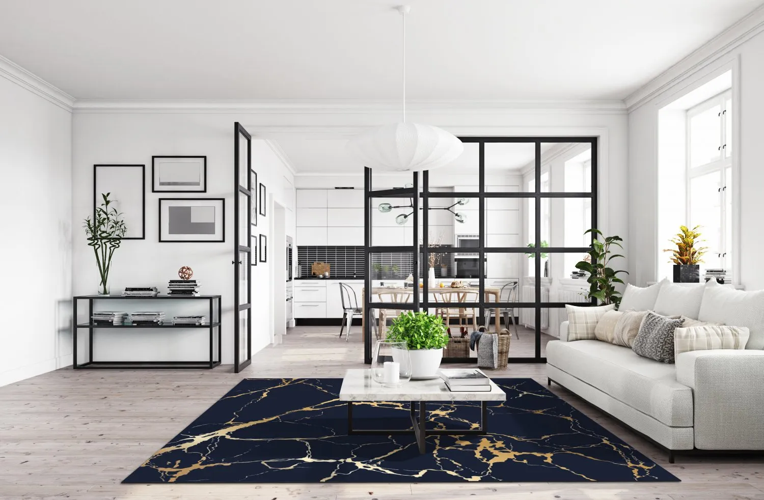 Wilton rug - Cesina (black/gold)