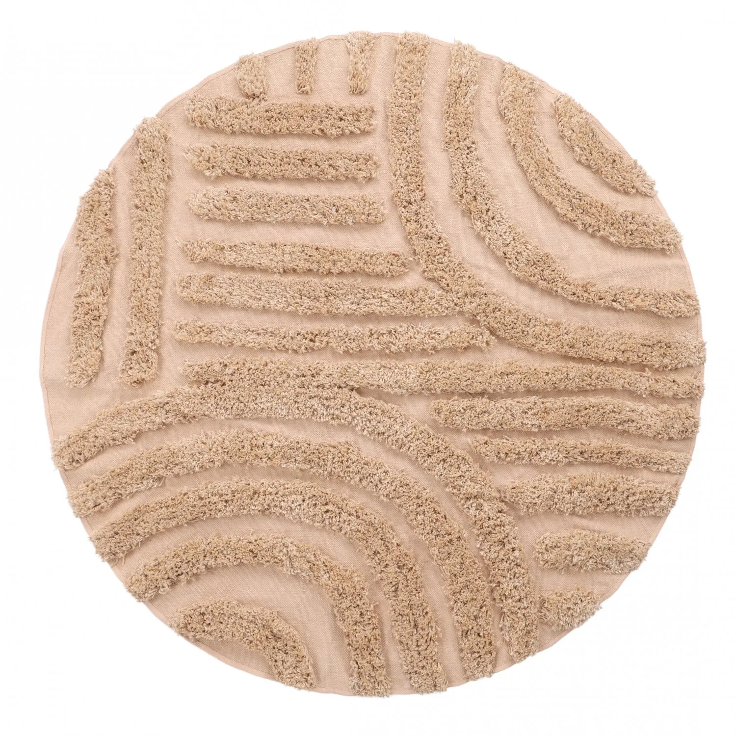 Round rug - Cazorla Natural Cotton Shaggy (beige)