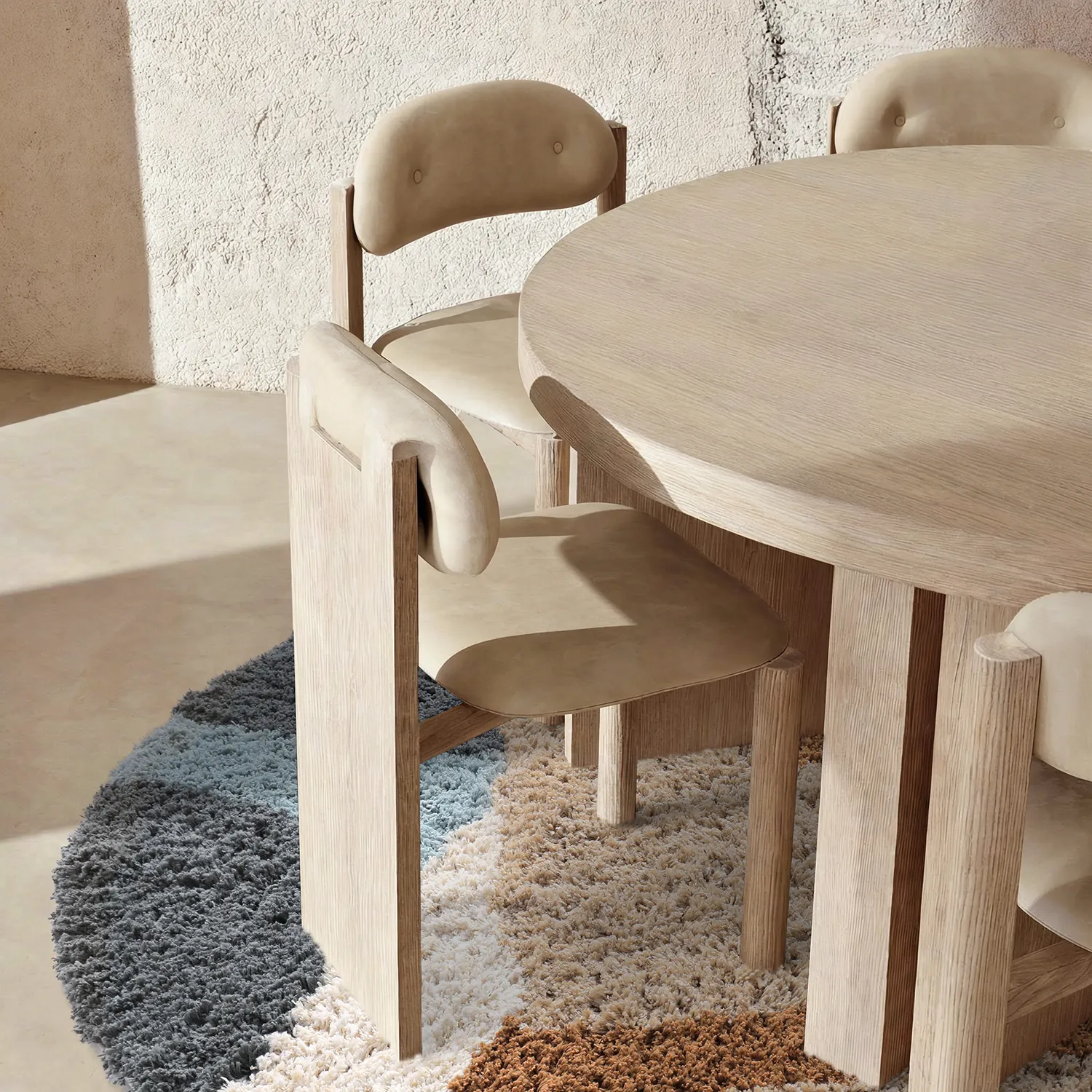 Round rug - Cefalu Natural Cotton Shaggy (multi)