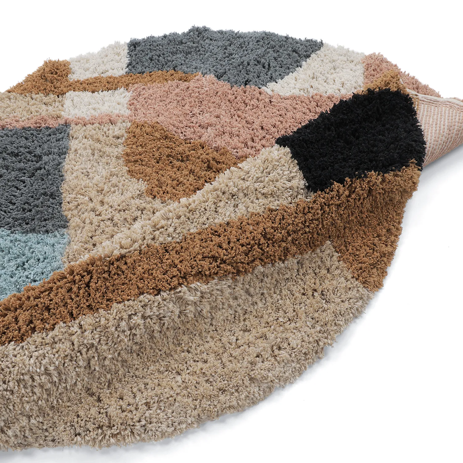 Round rug - Cefalu Natural Cotton Shaggy (multi)