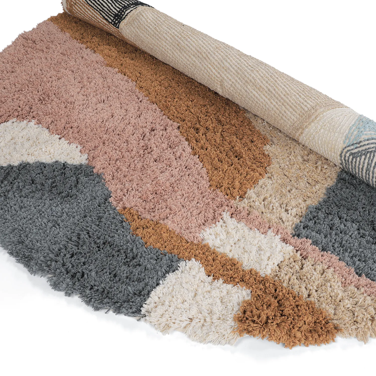 Round rug - Cefalu Natural Cotton Shaggy (multi)
