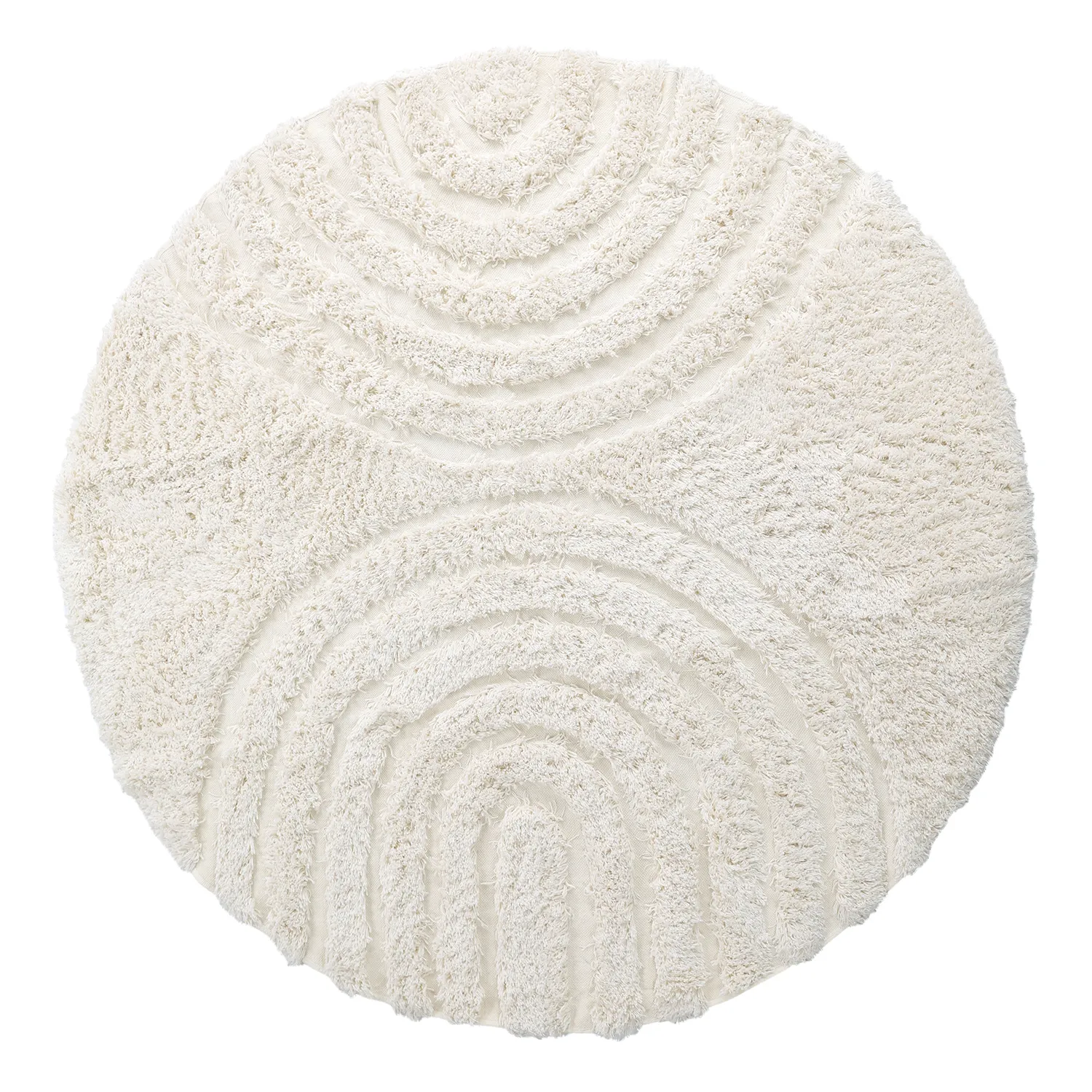 Round rug - Lindos Natural Cotton Shaggy (white)