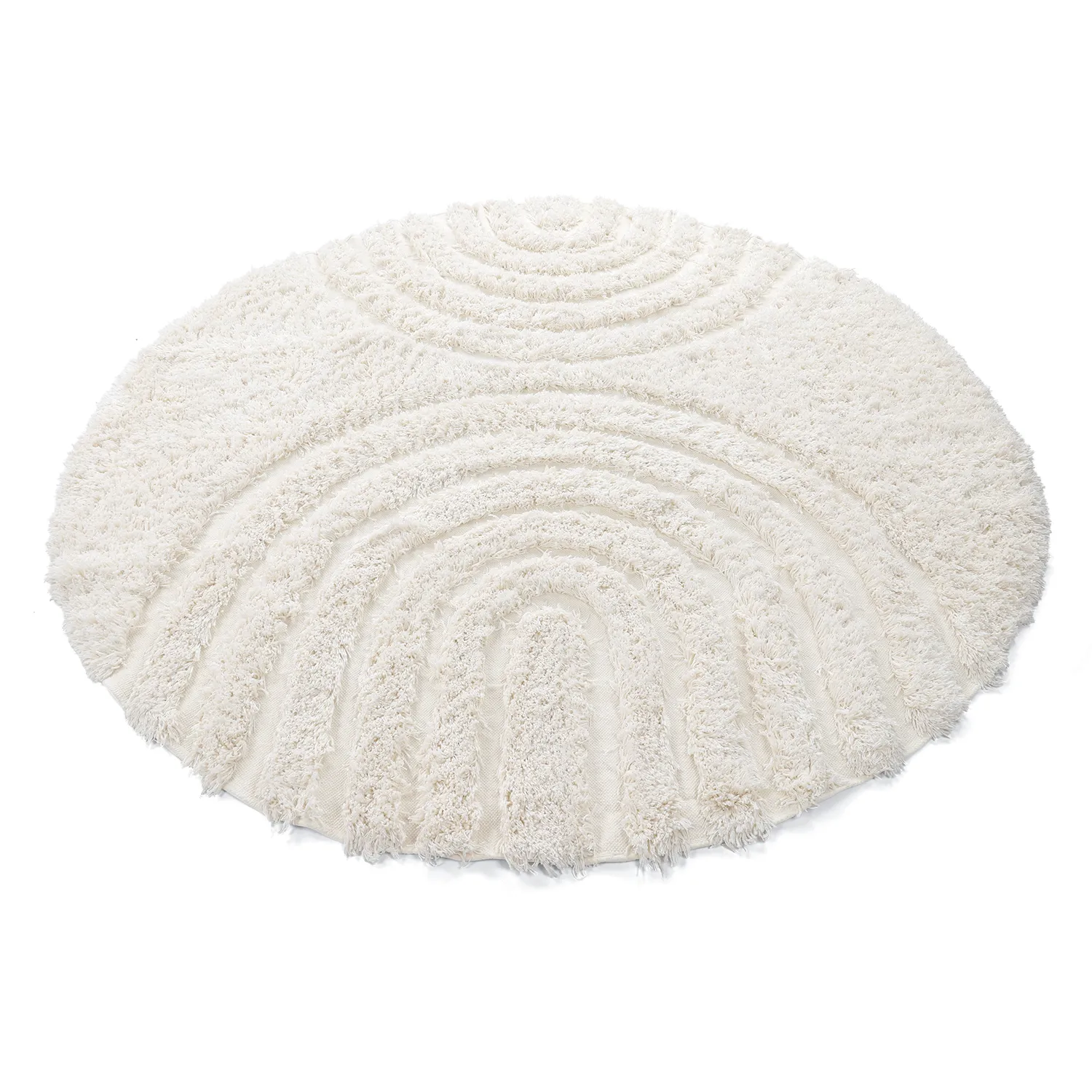 Round rug - Lindos Natural Cotton Shaggy (white)