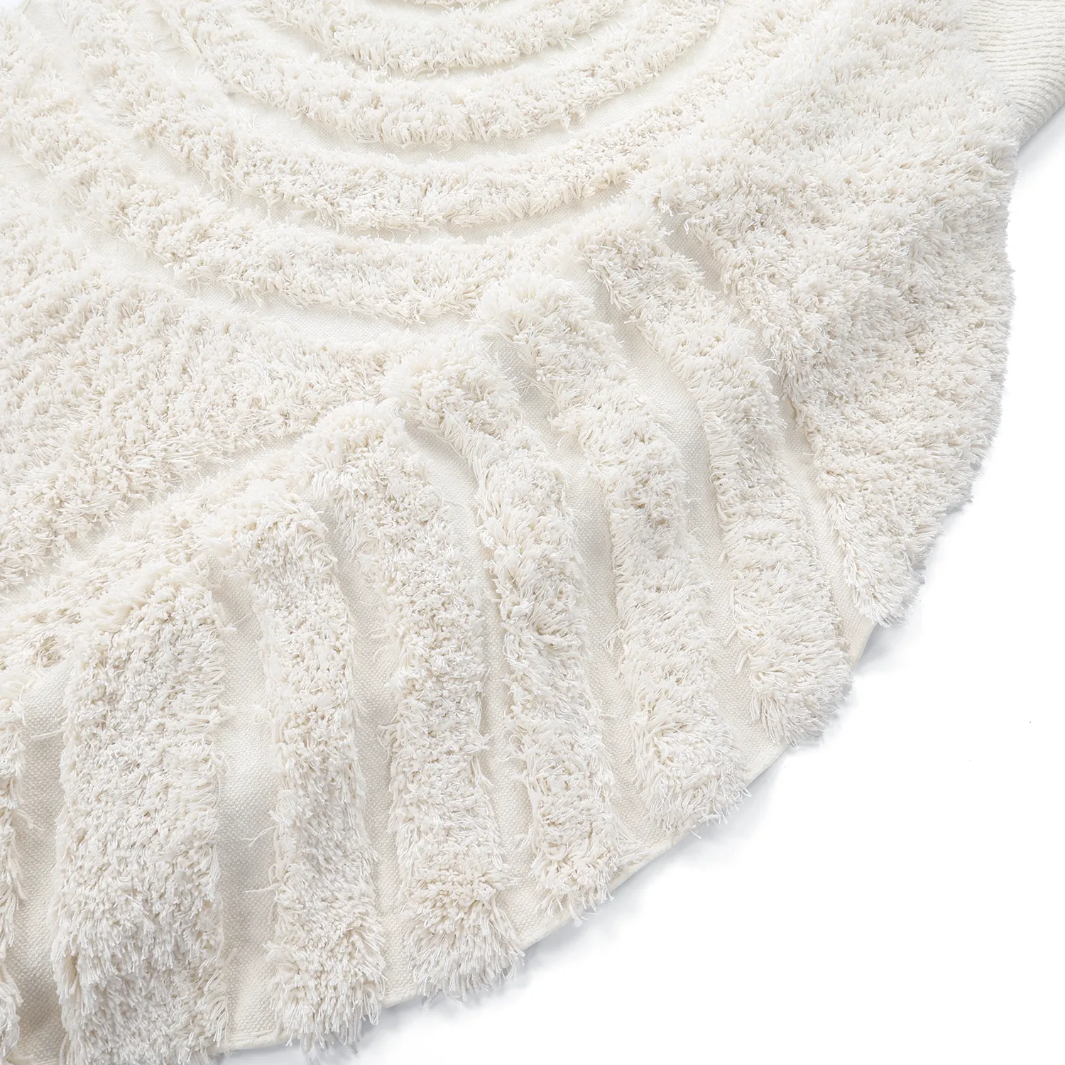 Round rug - Lindos Natural Cotton Shaggy (white)