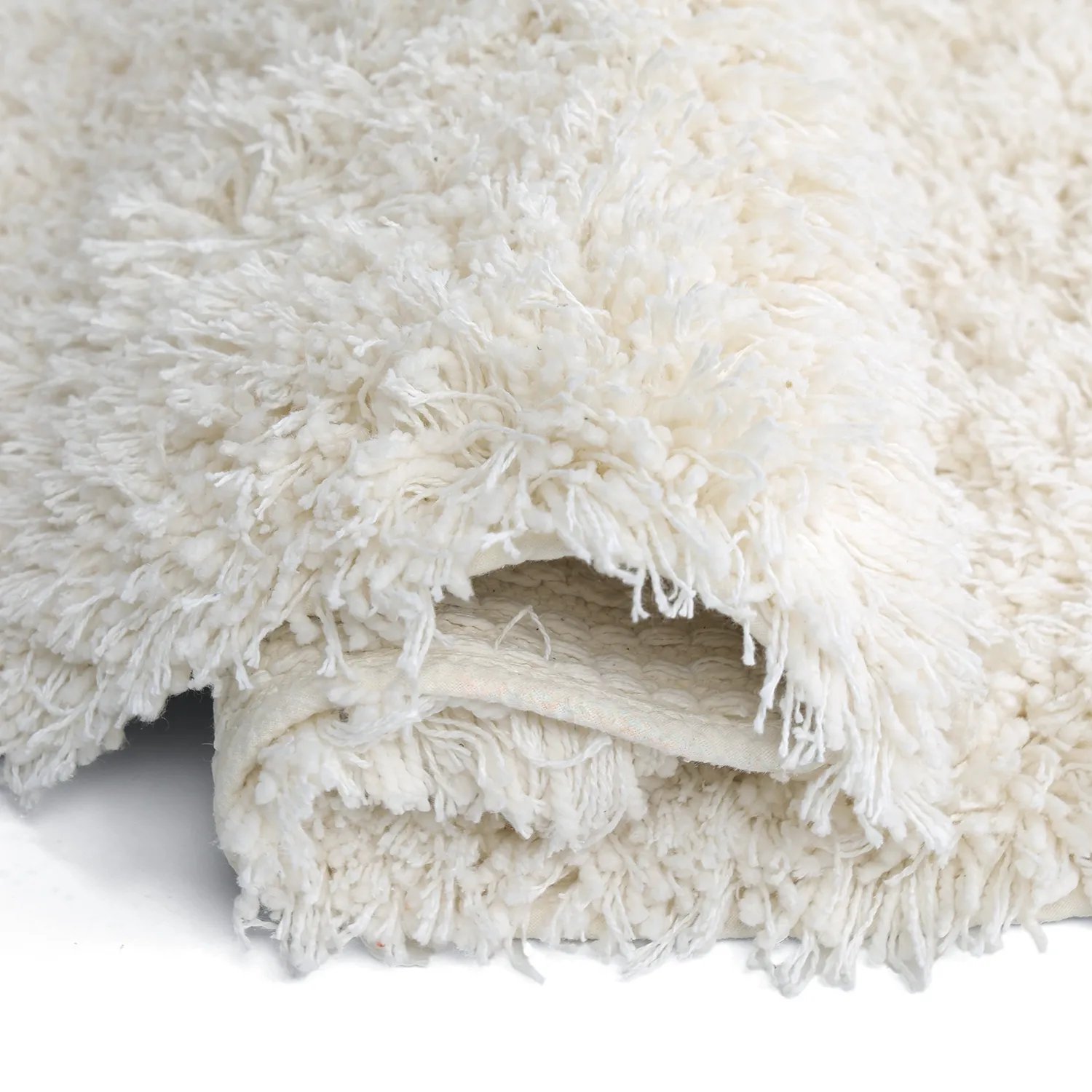 Round rug - Lindos Natural Cotton Shaggy (white)