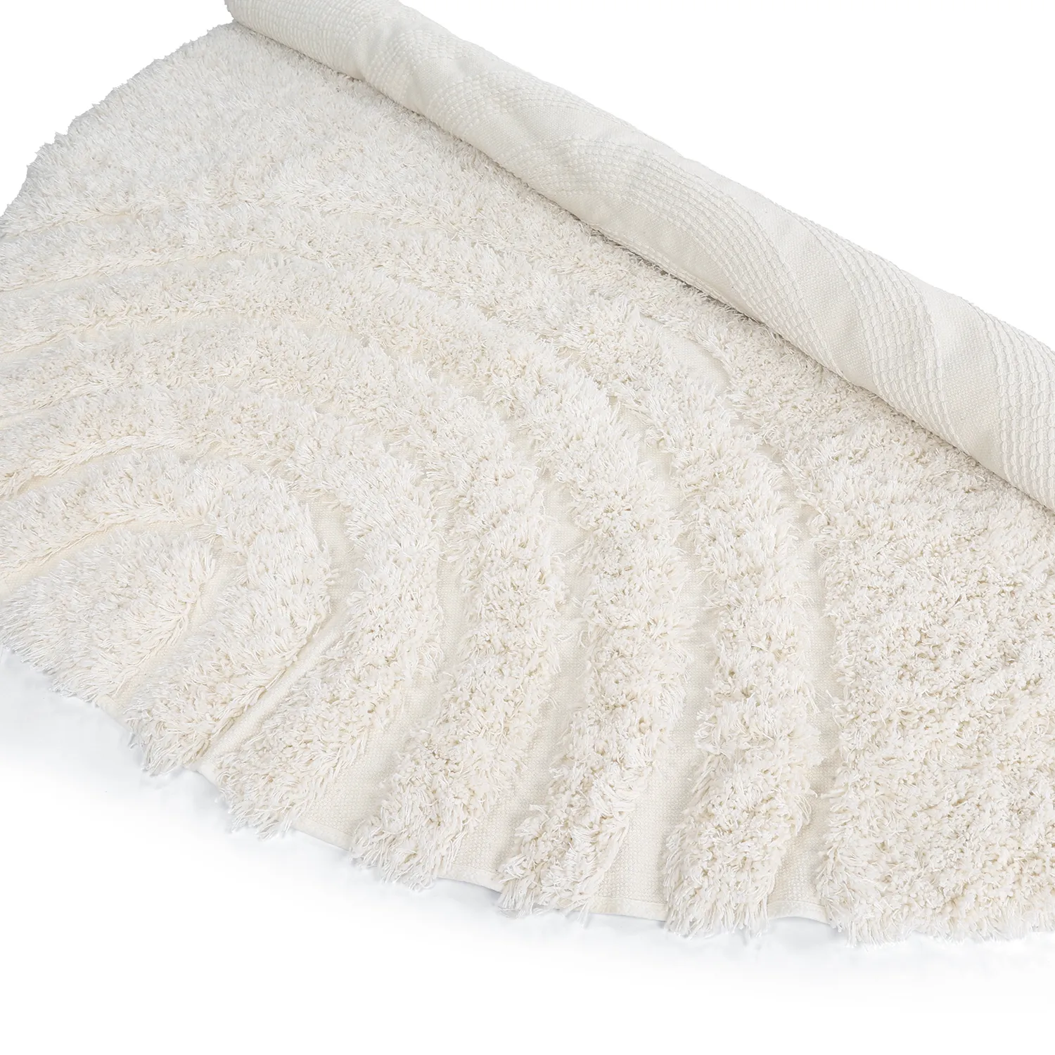 Round rug - Lindos Natural Cotton Shaggy (white)