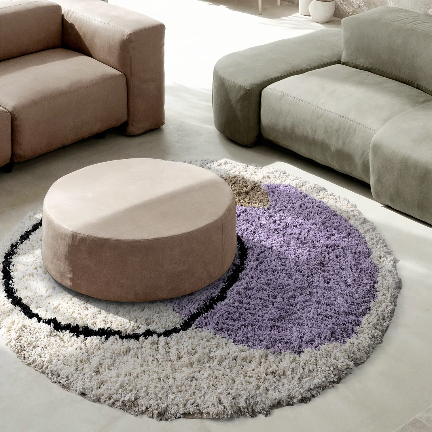 Round rug - Naousa Natural Cotton Shaggy (multi)