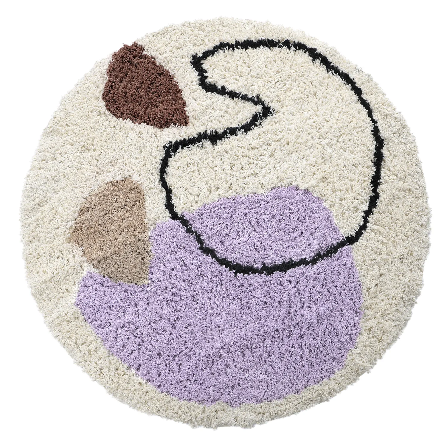 Round rug - Naousa Natural Cotton Shaggy (multi)