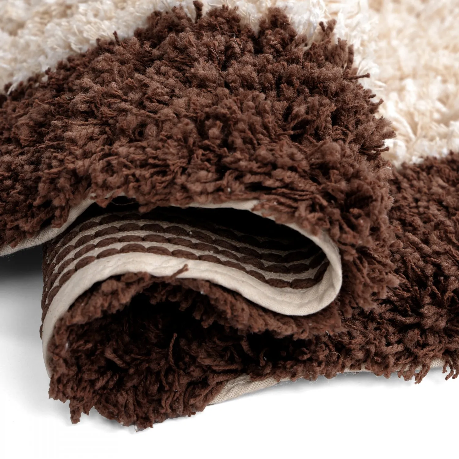 Round rug - Sagres Natural Cotton Shaggy (off-white/brown)