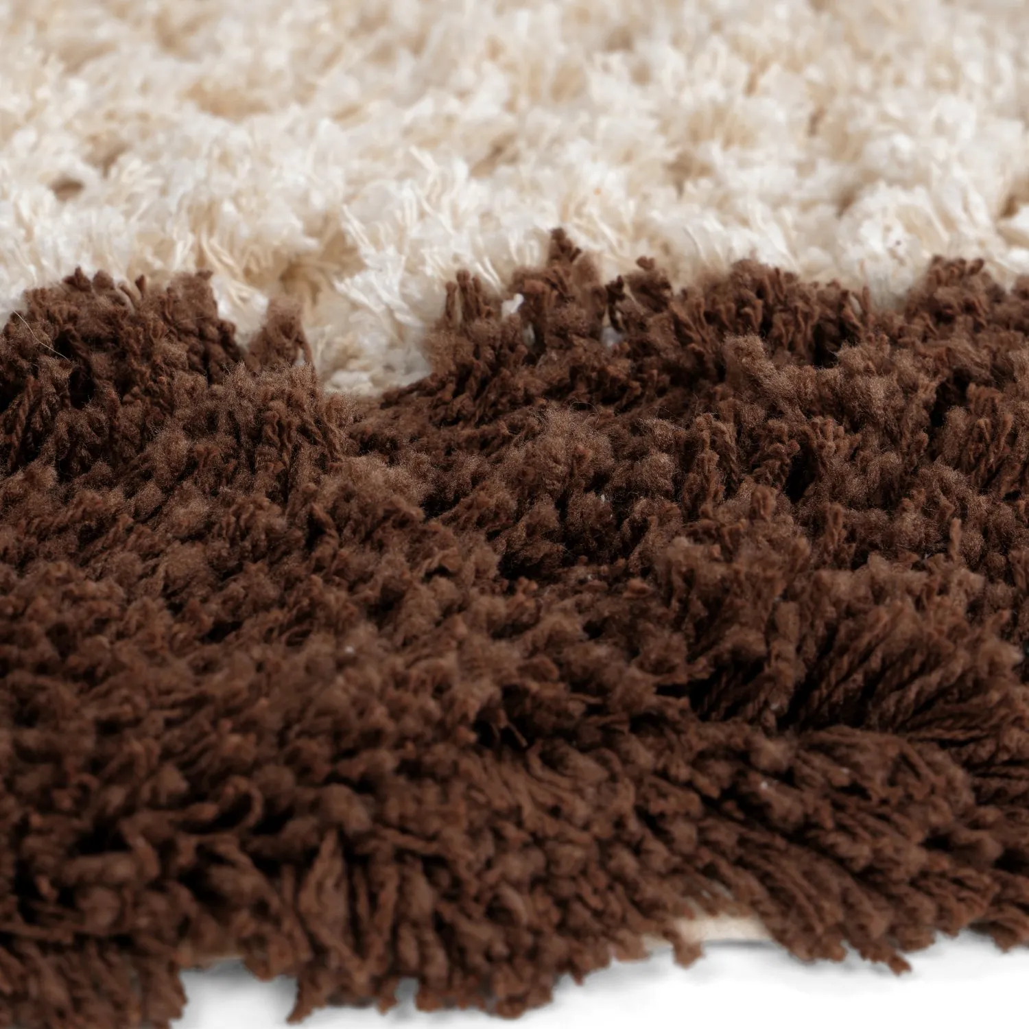 Round rug - Sagres Natural Cotton Shaggy (off-white/brown)