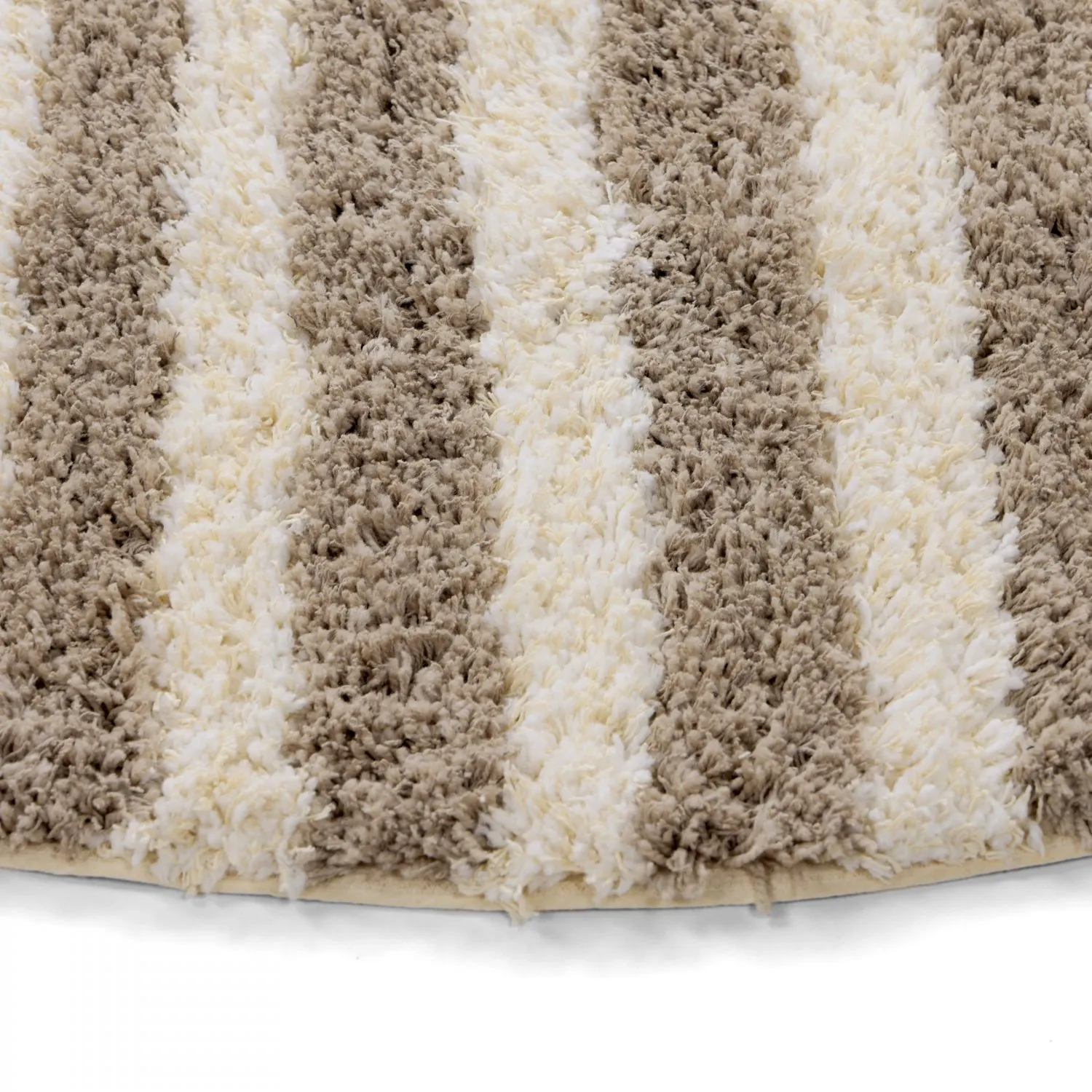 Round rug - Thira Stripe Cotton Shaggy (cream/taupe)