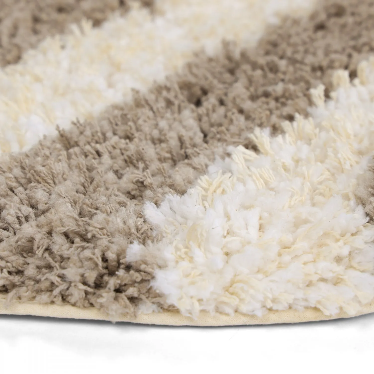 Round rug - Thira Stripe Cotton Shaggy (cream/taupe)