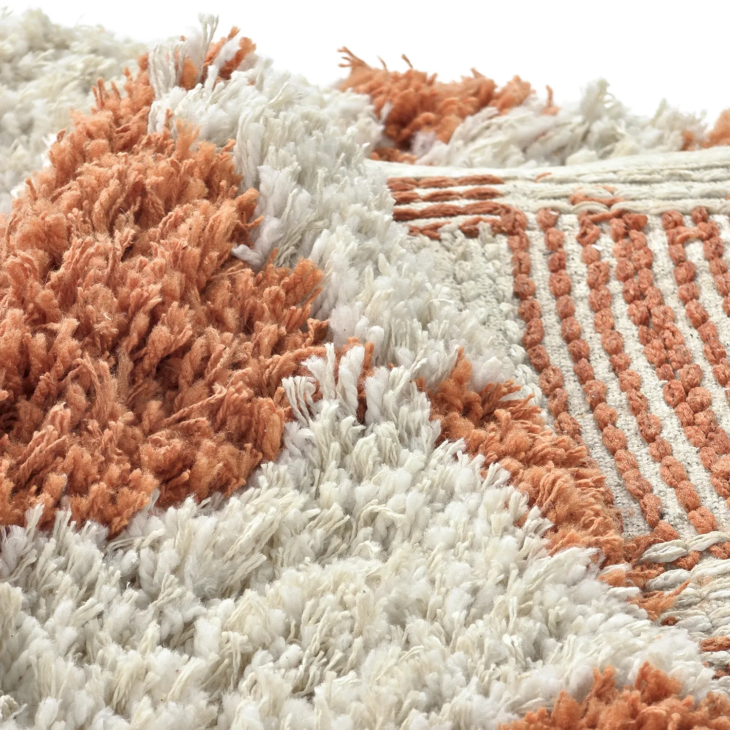 Round rug - Atrani Natural Cotton Shaggy (orange)