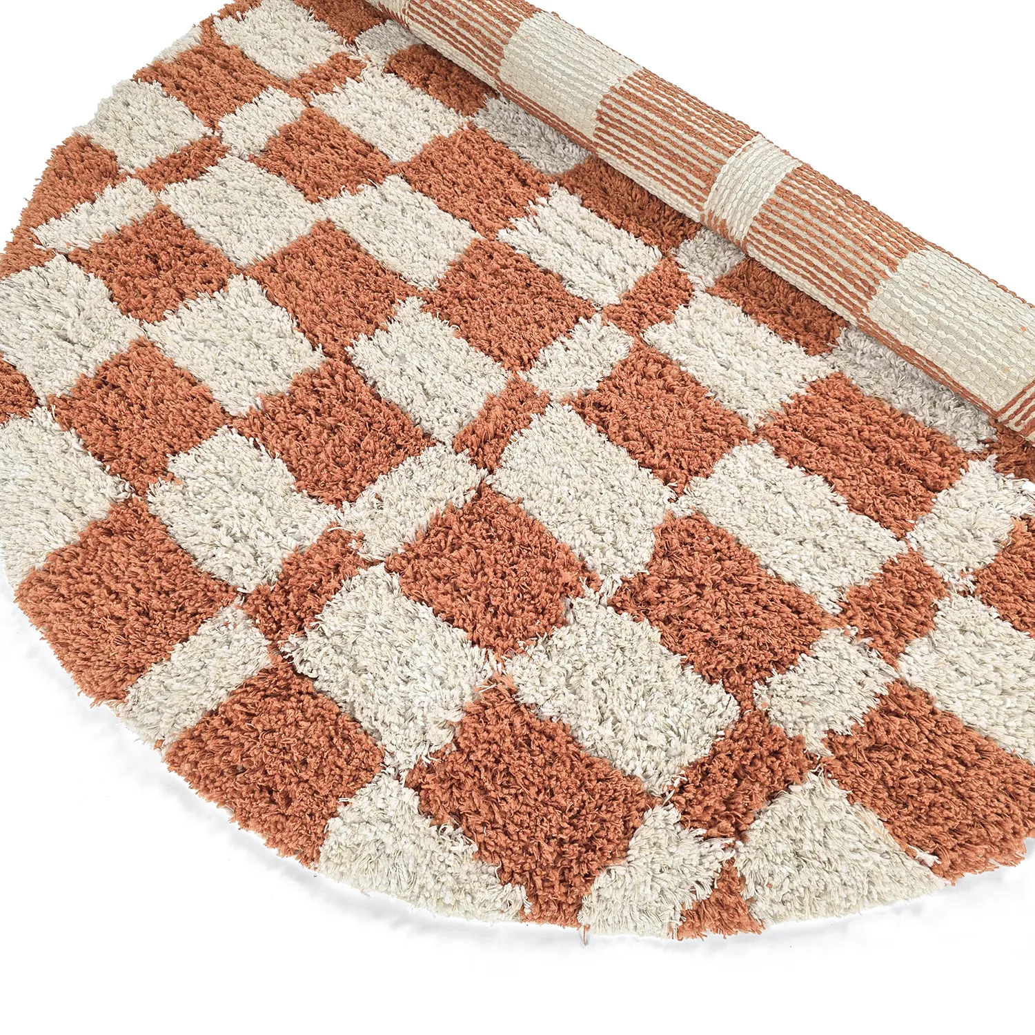 Round rug - Atrani Natural Cotton Shaggy (orange)
