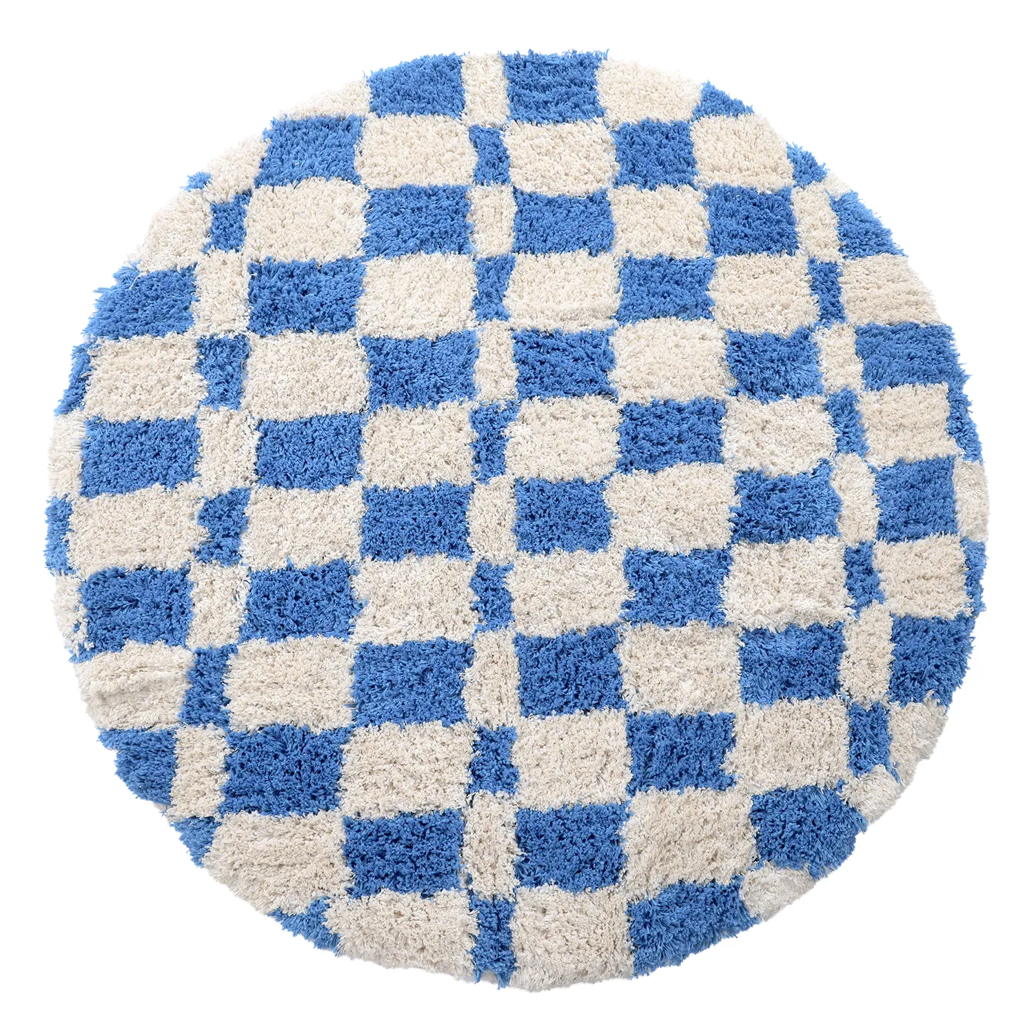 Round rug - Atrani Natural Cotton Shaggy (blue)