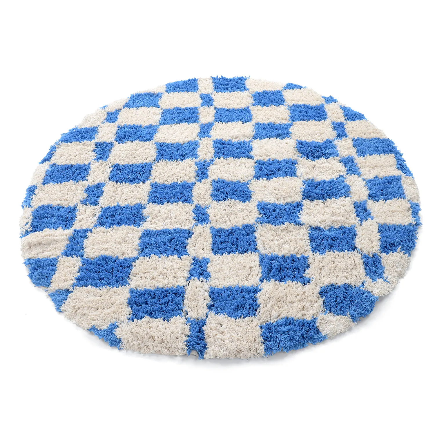 Round rug - Atrani Natural Cotton Shaggy (blue)