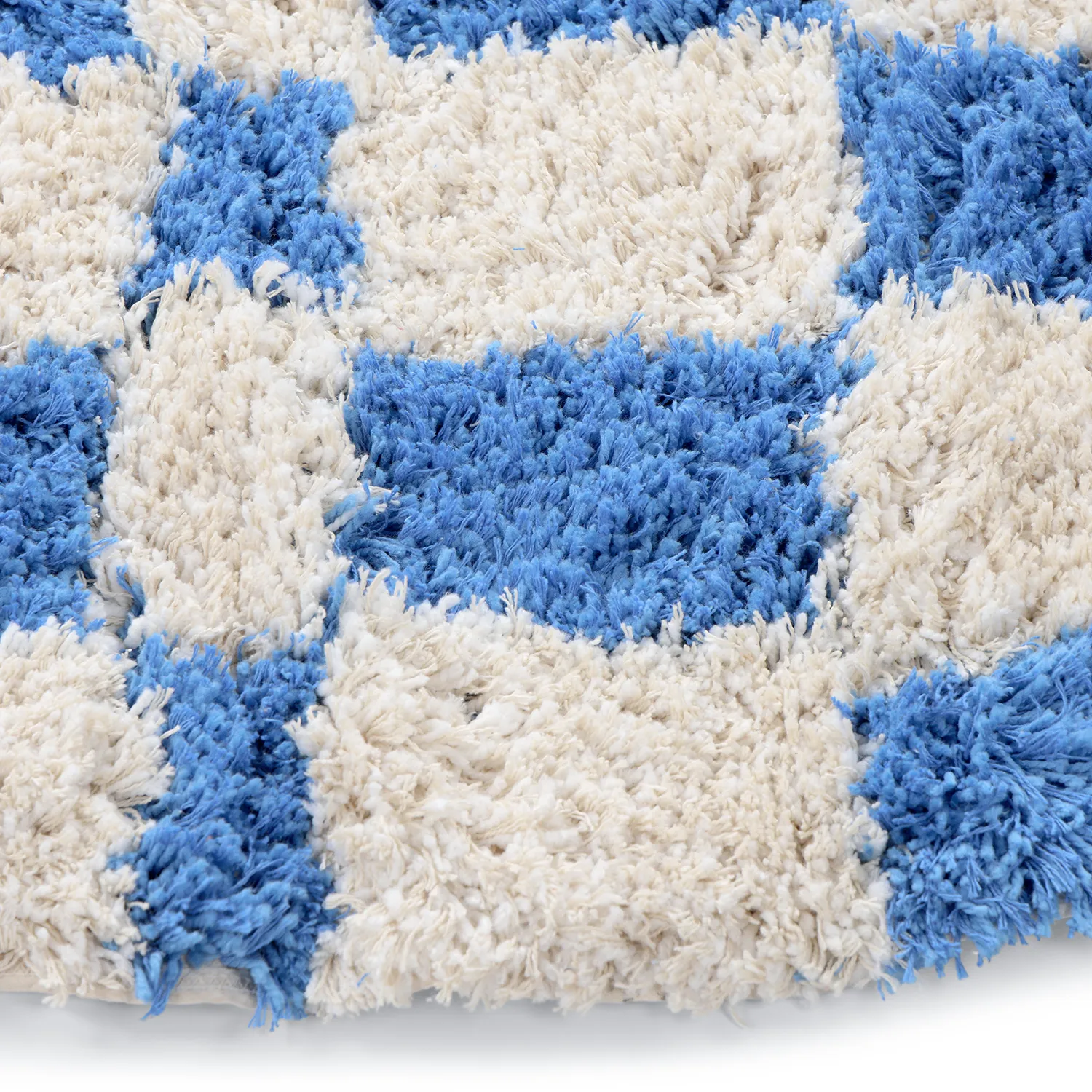 Round rug - Atrani Natural Cotton Shaggy (blue)