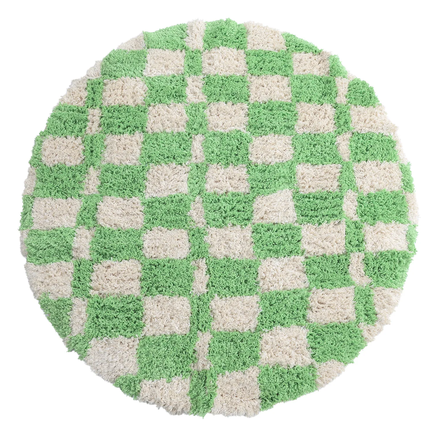 Round rug - Atrani Natural Cotton Shaggy (green)