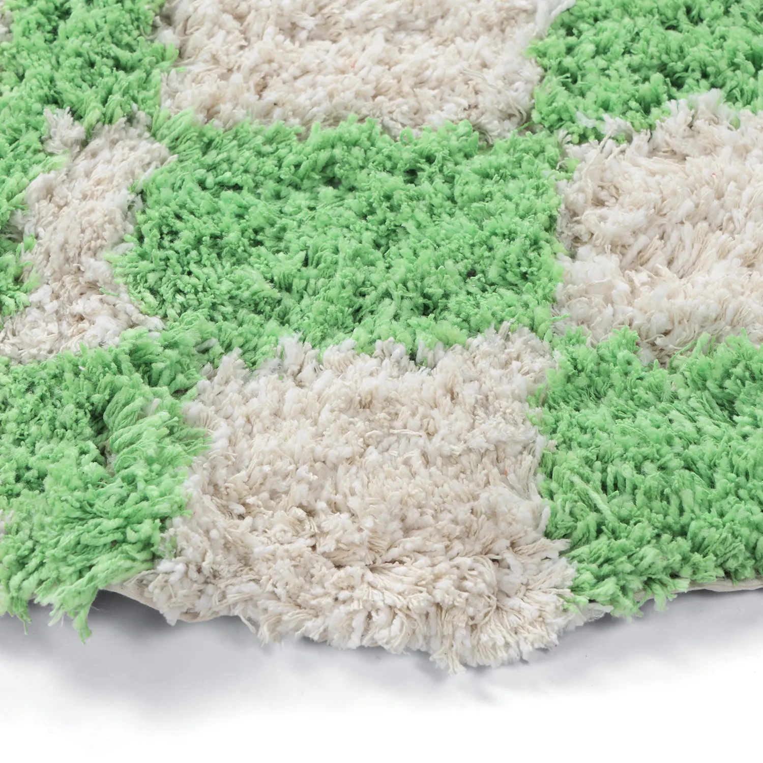 Round rug - Atrani Natural Cotton Shaggy (green)