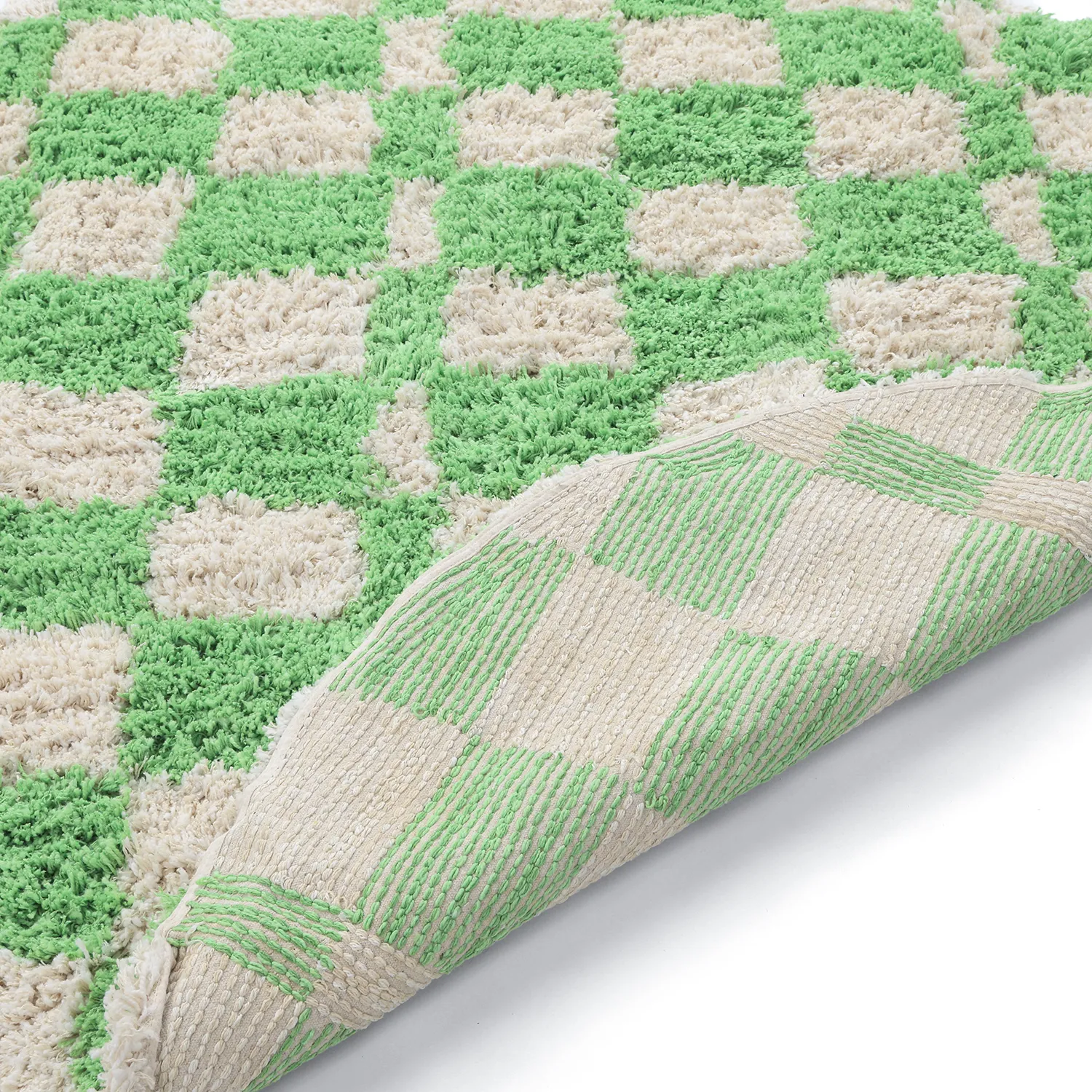 Round rug - Atrani Natural Cotton Shaggy (green)