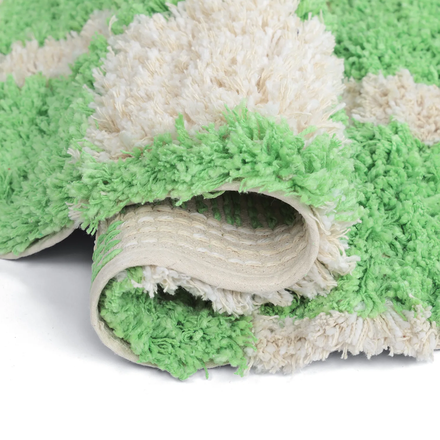 Round rug - Atrani Natural Cotton Shaggy (green)