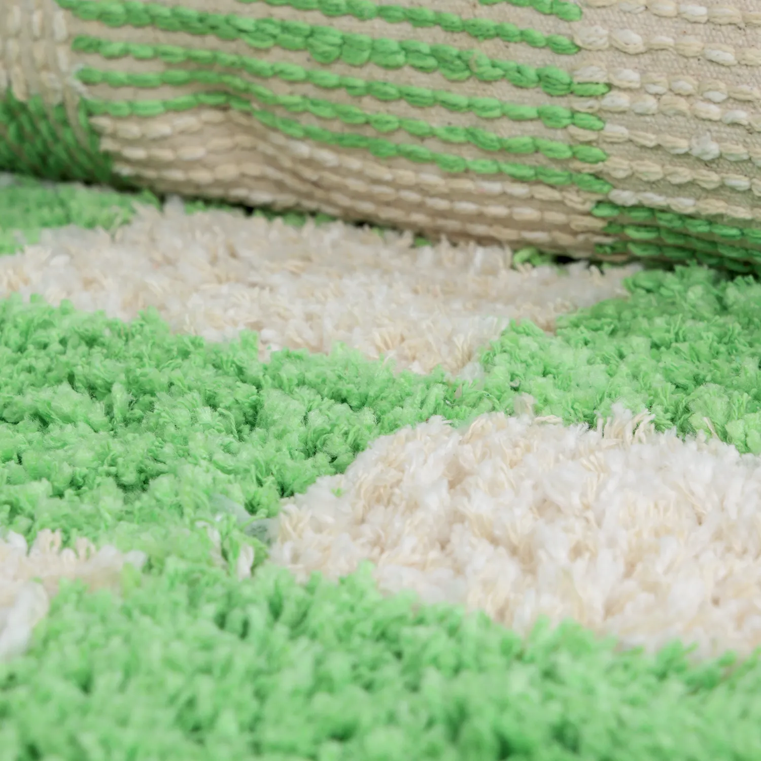 Round rug - Atrani Natural Cotton Shaggy (green)