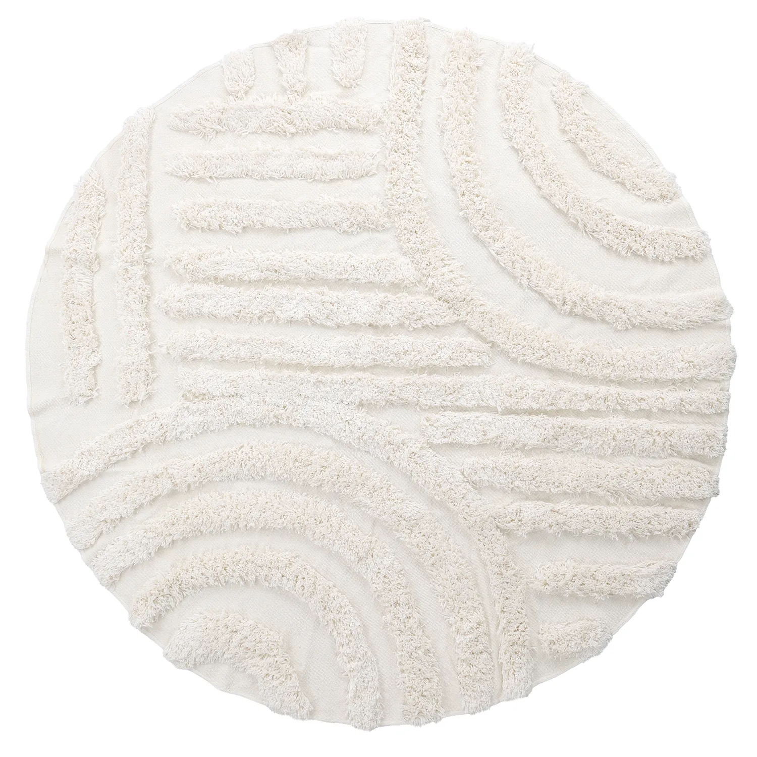 Round rug - Cazorla Natural Cotton Shaggy (off-white)