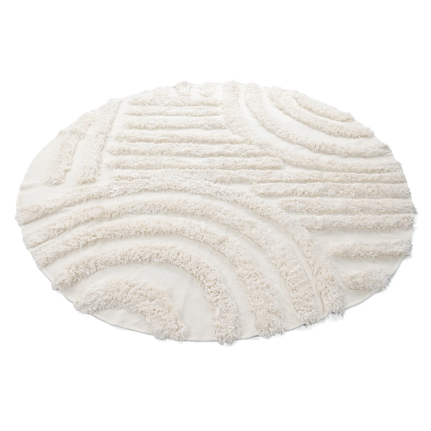 Round rug - Cazorla Natural Cotton Shaggy (off-white)
