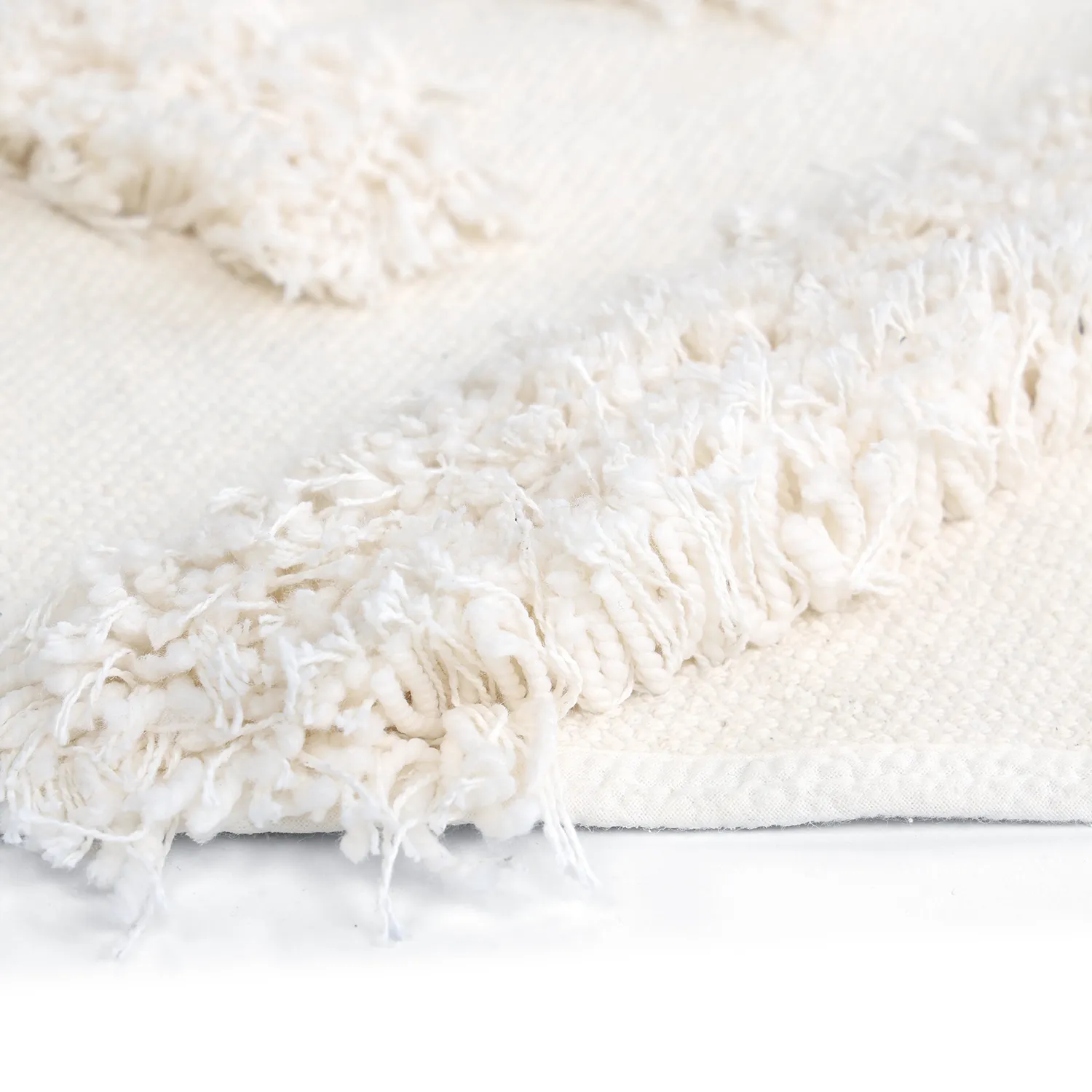 Round rug - Cazorla Natural Cotton Shaggy (off-white)