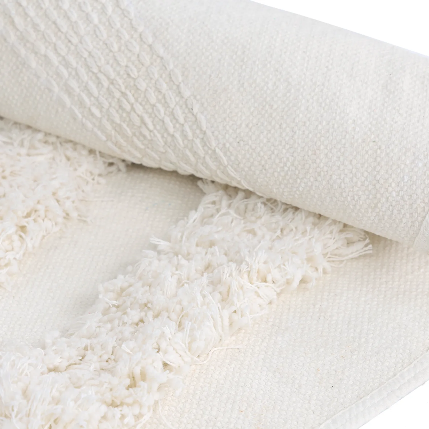Round rug - Cazorla Natural Cotton Shaggy (off-white)
