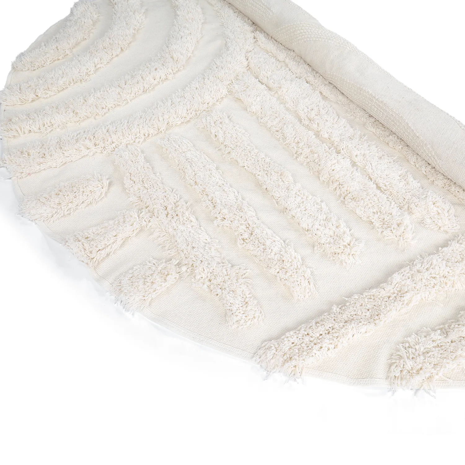 Round rug - Cazorla Natural Cotton Shaggy (off-white)